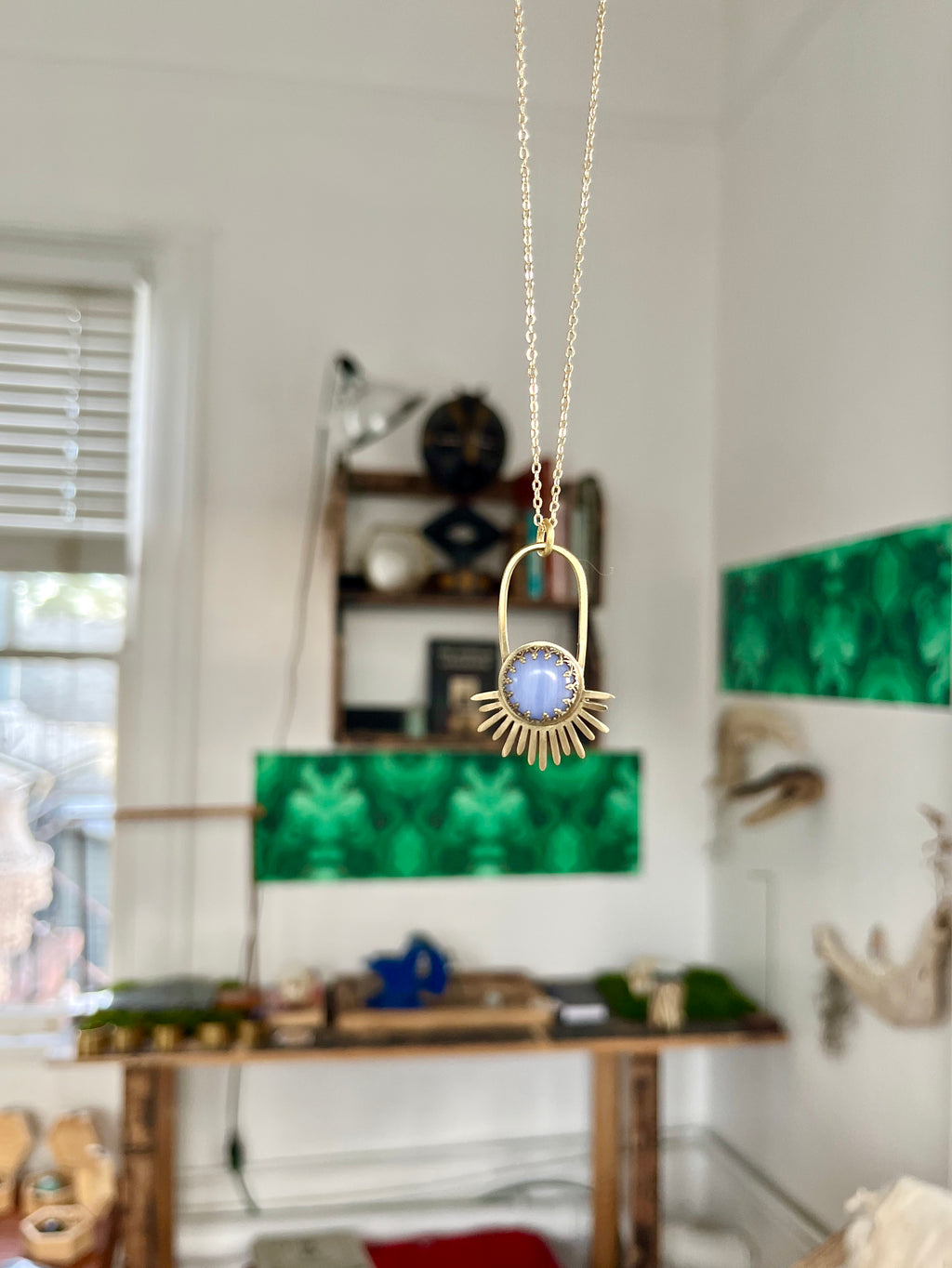 Blue Lace Agate Aten Sundrop Necklace First Lightt