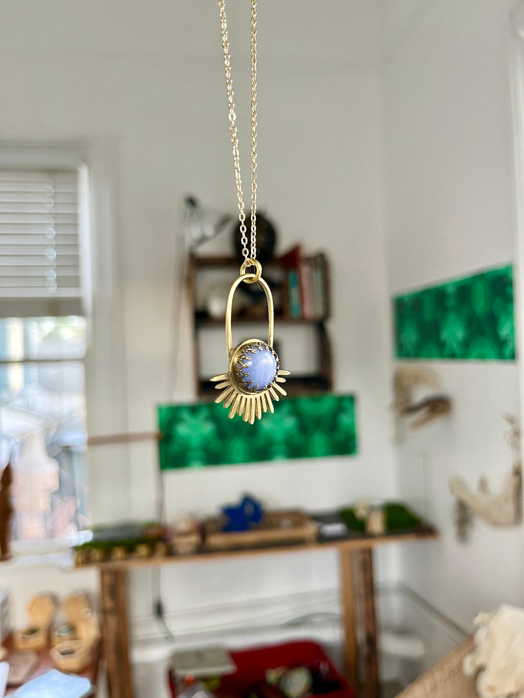 Blue Lace Agate Aten Sundrop Necklace First Lightt