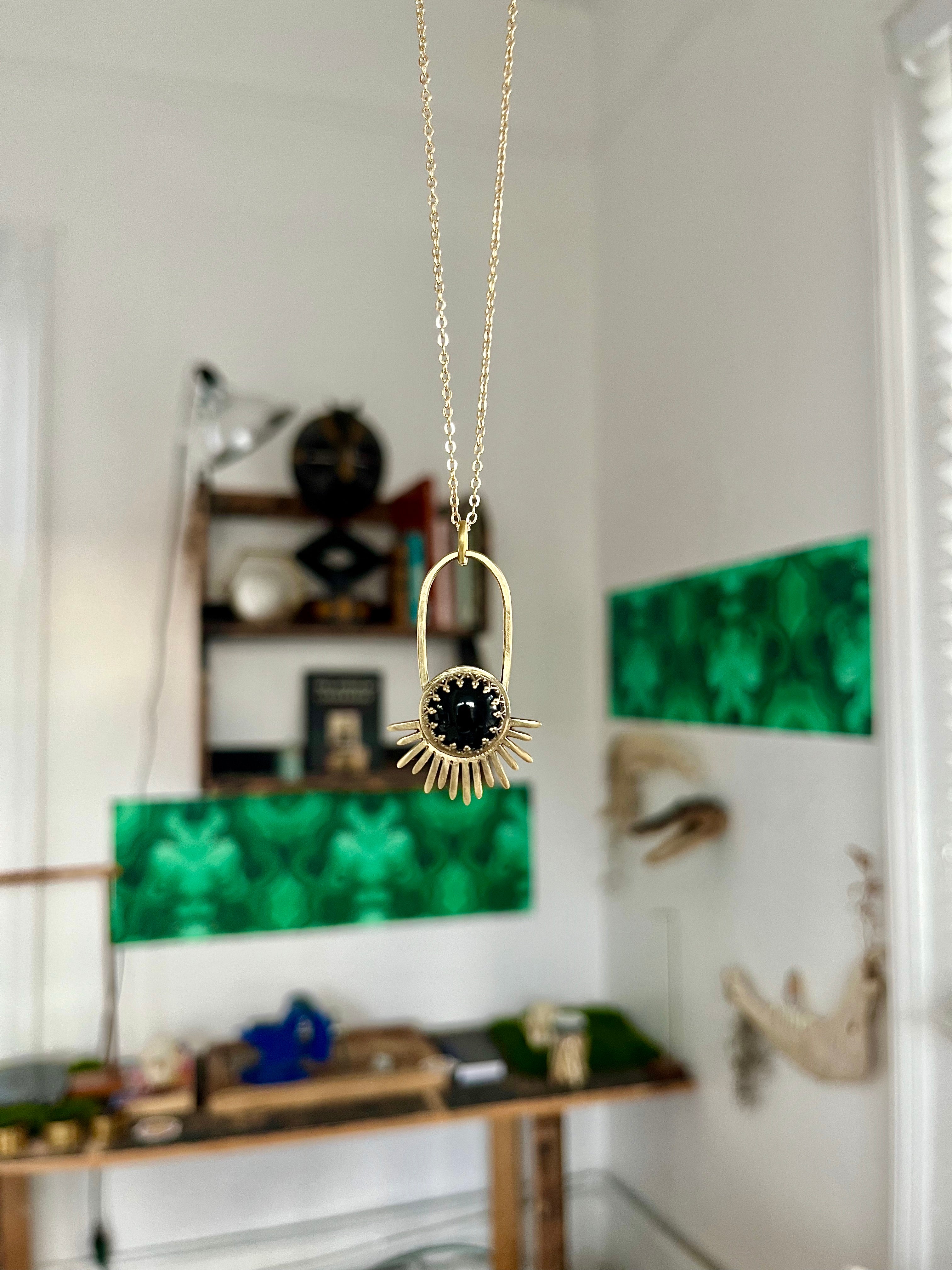 Black Obsidian Aten Sundrop Necklace First Light