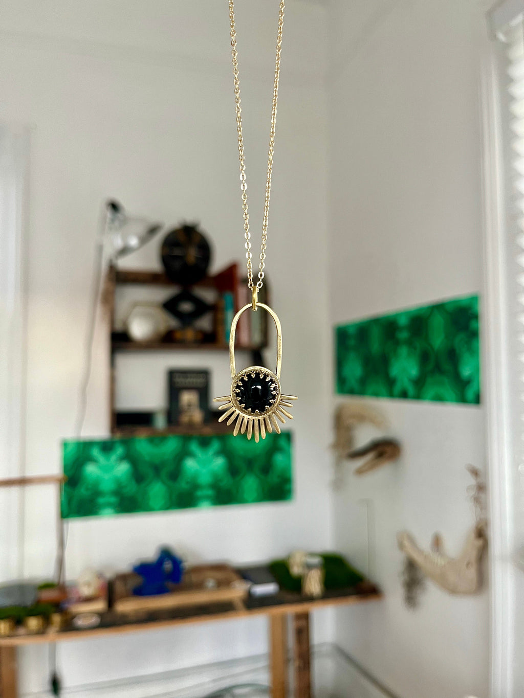 Black Obsidian Aten Sundrop Necklace First Light