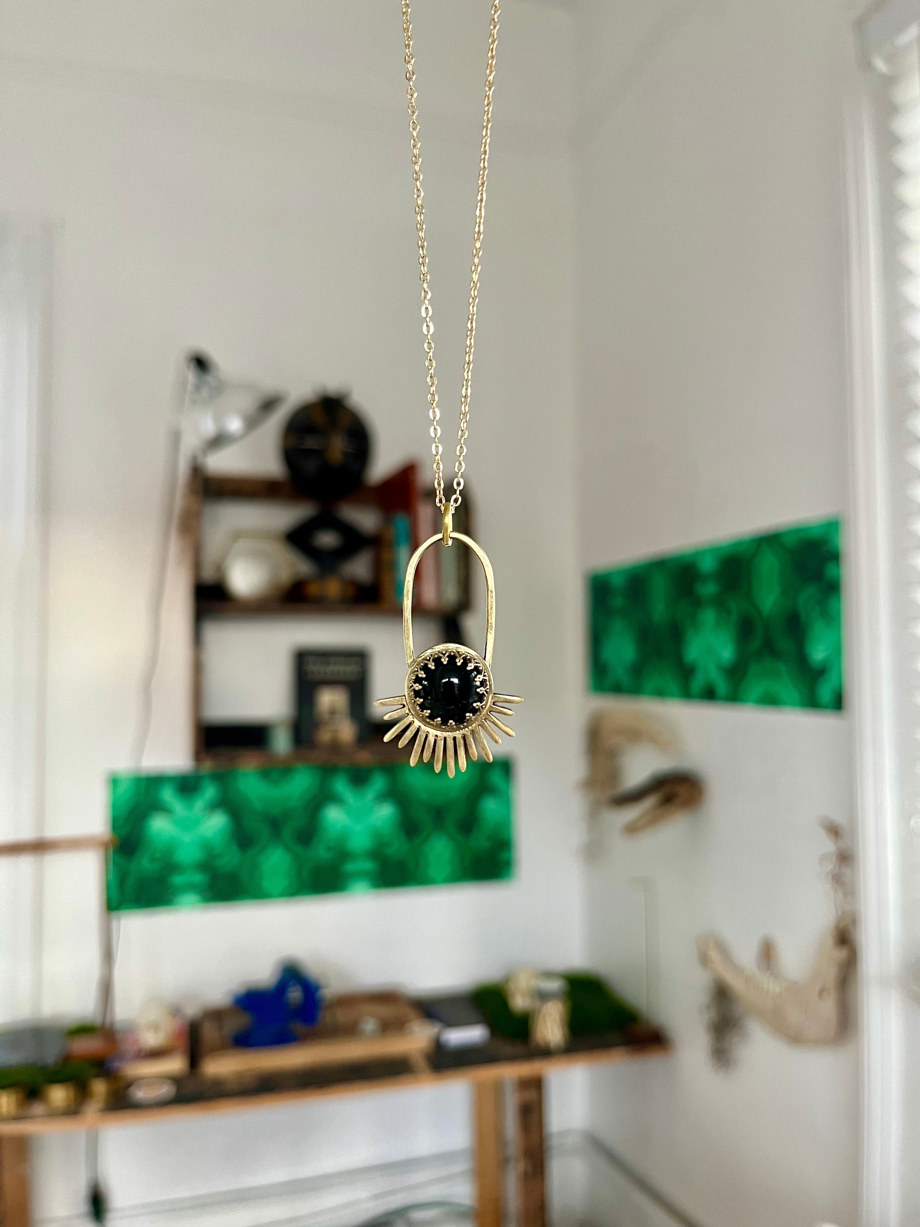 Black Obsidian Aten Sundrop Necklace First Light