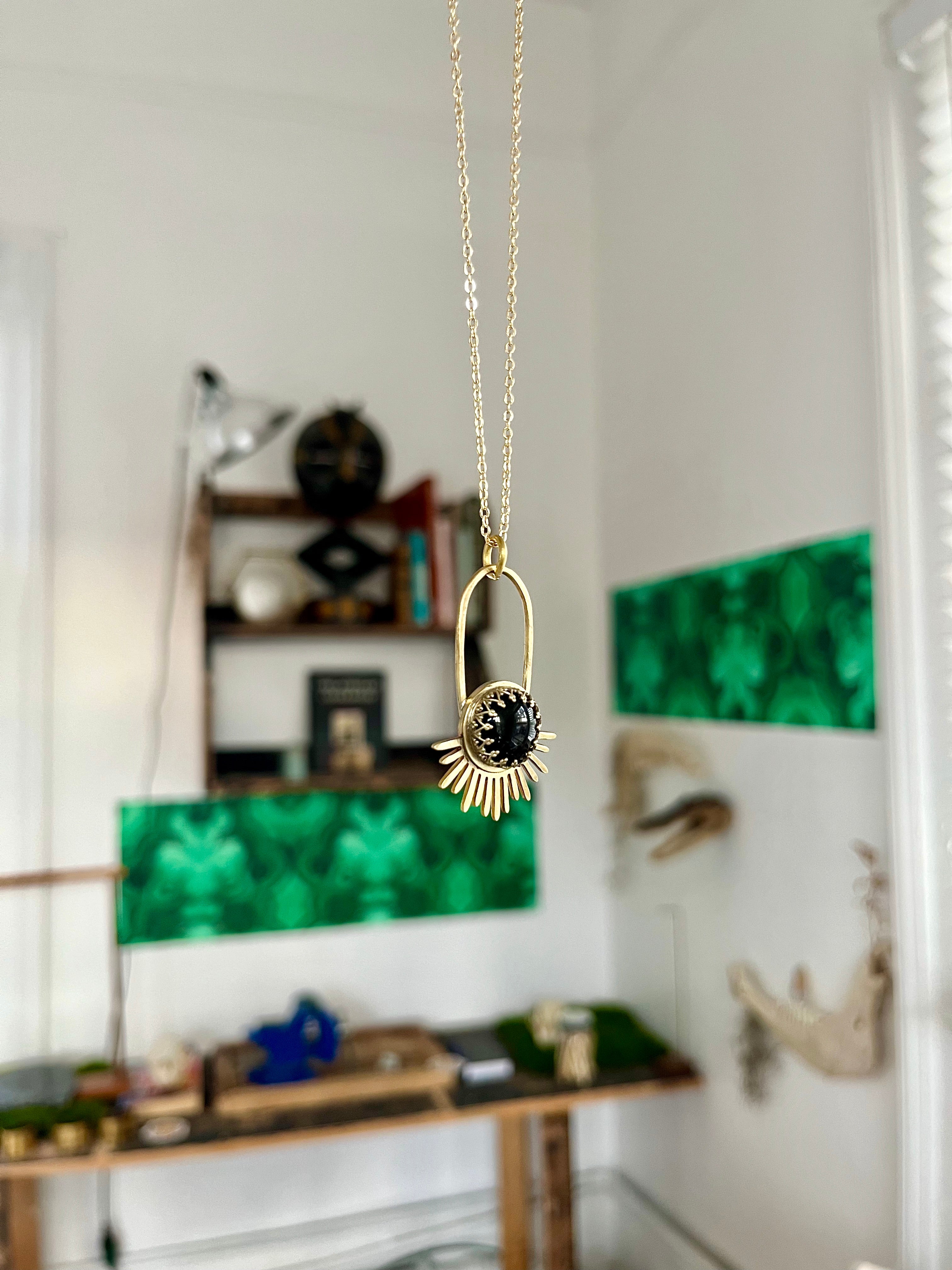 Black Obsidian Aten Sundrop Necklace First Light