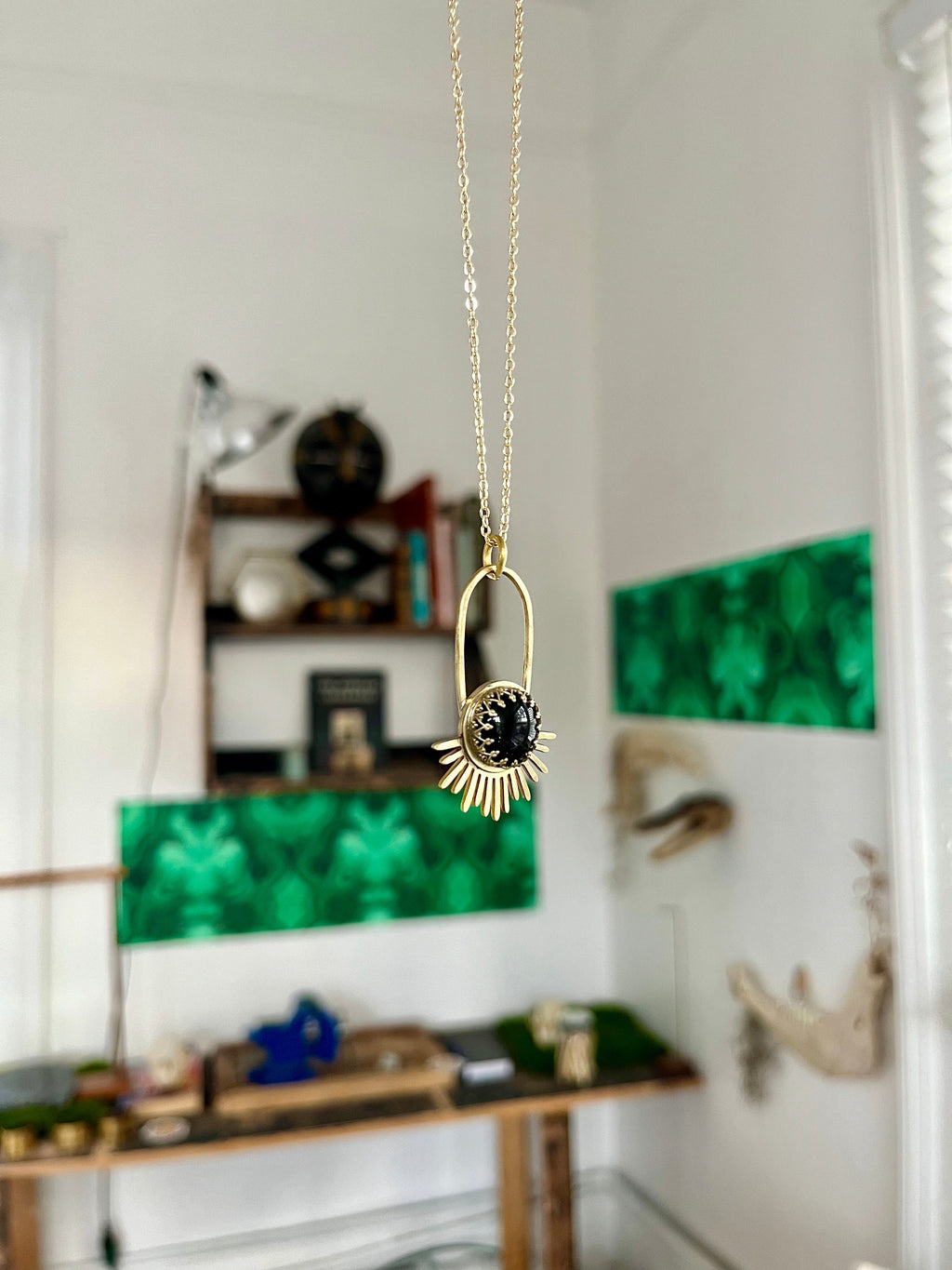 Black Obsidian Aten Sundrop Necklace First Light