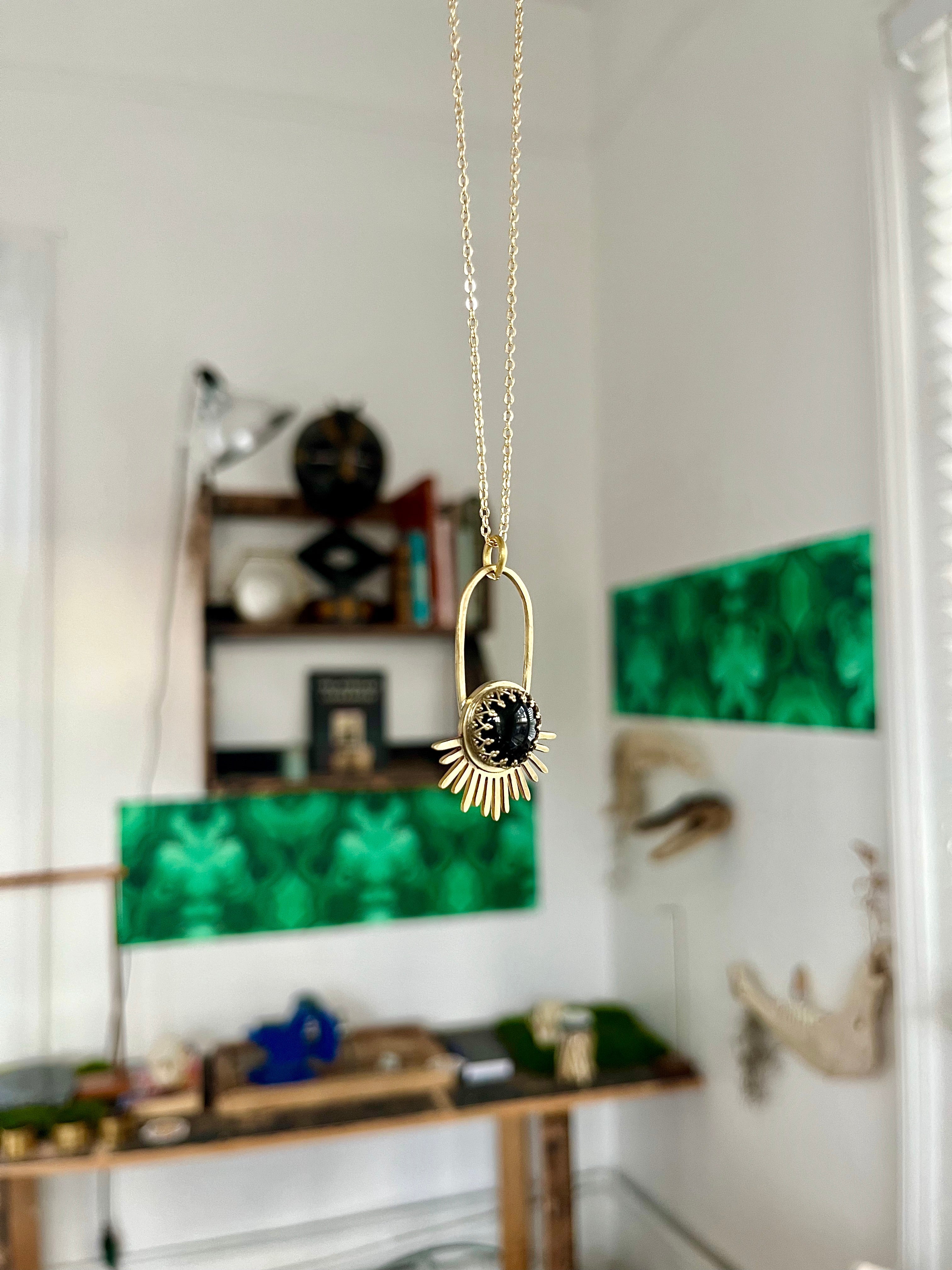 Black Obsidian Aten Sundrop Necklace First Light