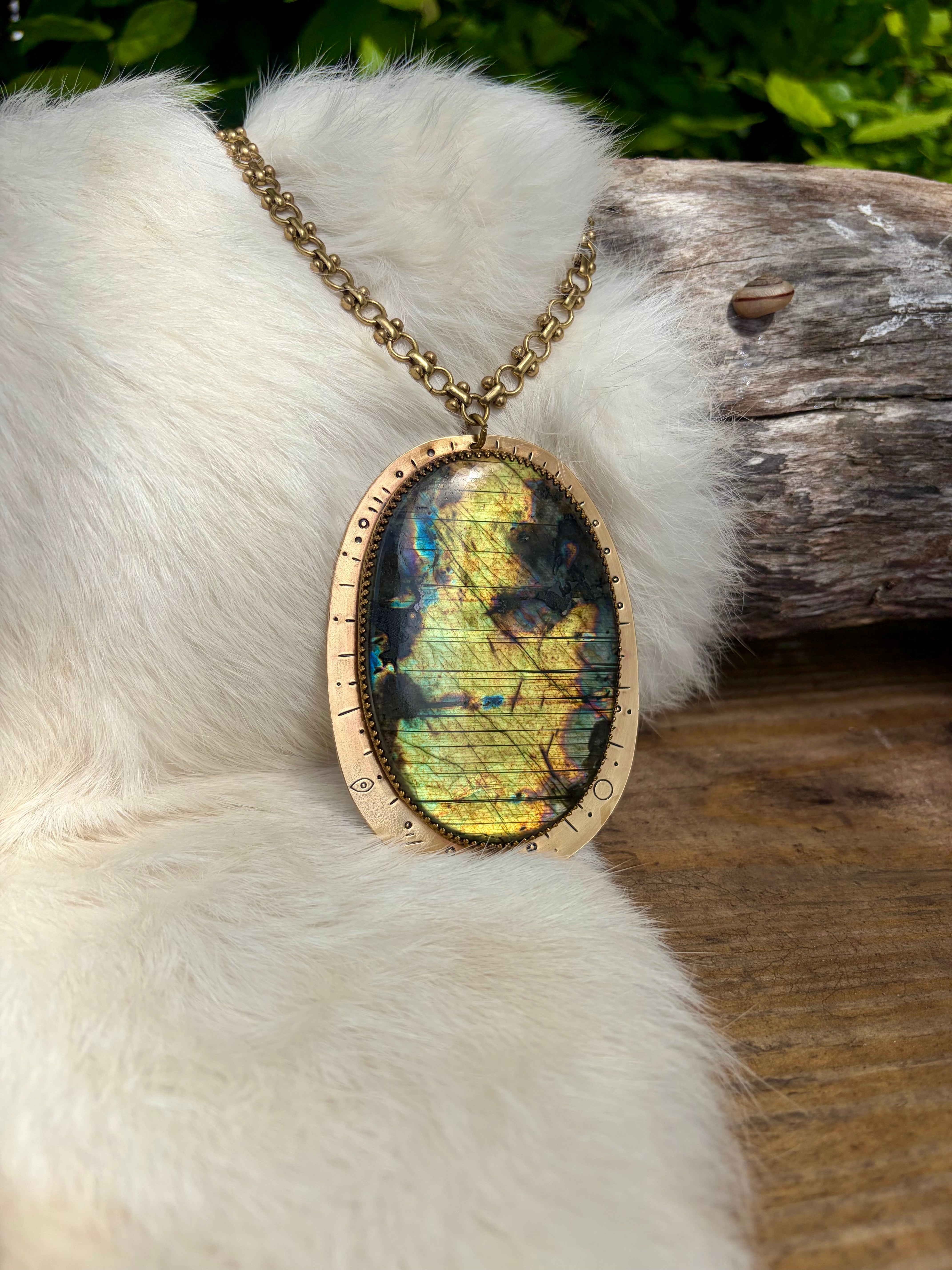 XL labradorite advent necklace by Bayou Brass NOLA.