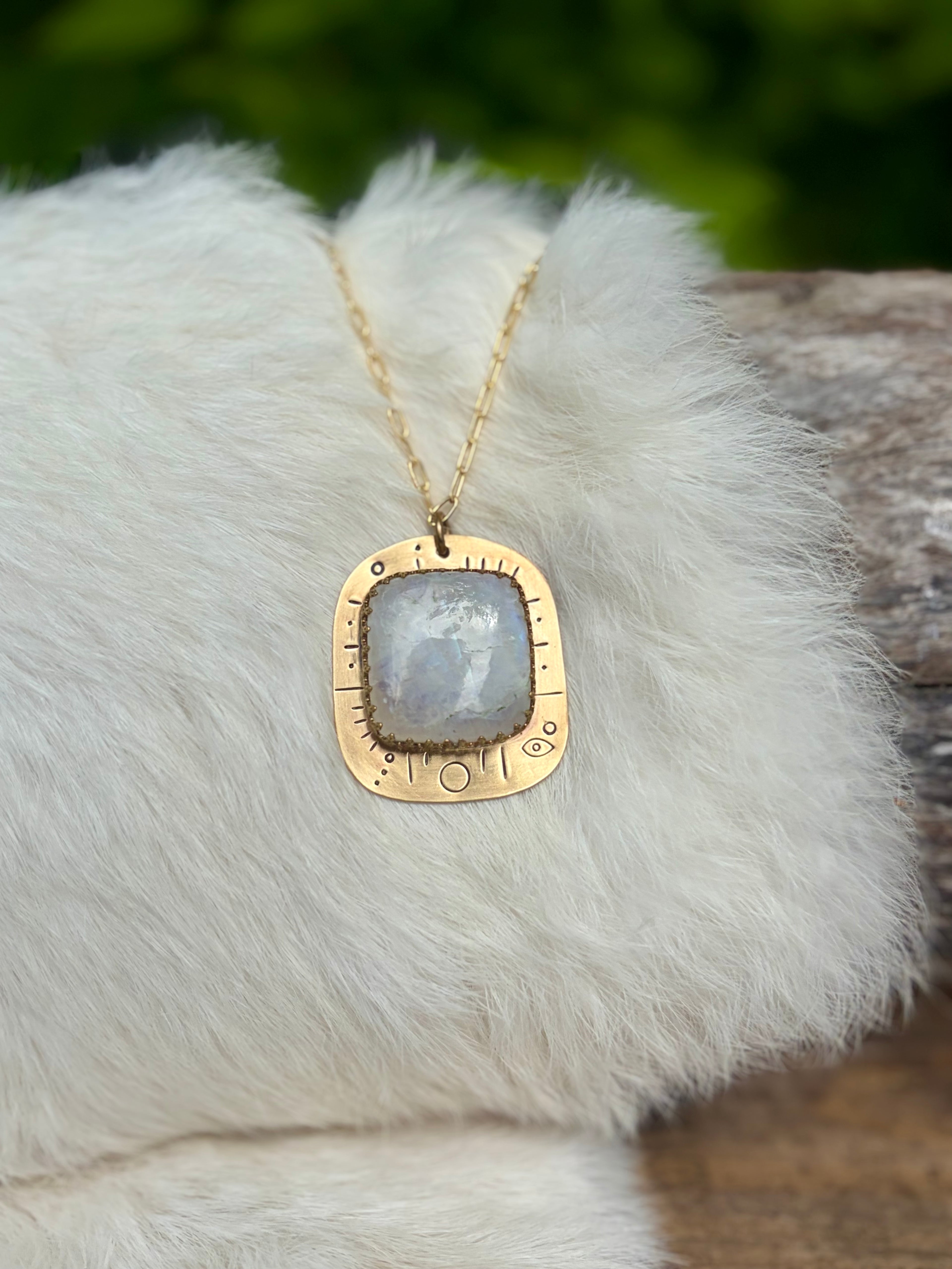 Shifting Light Rainbow Moonstone Necklace No. 5