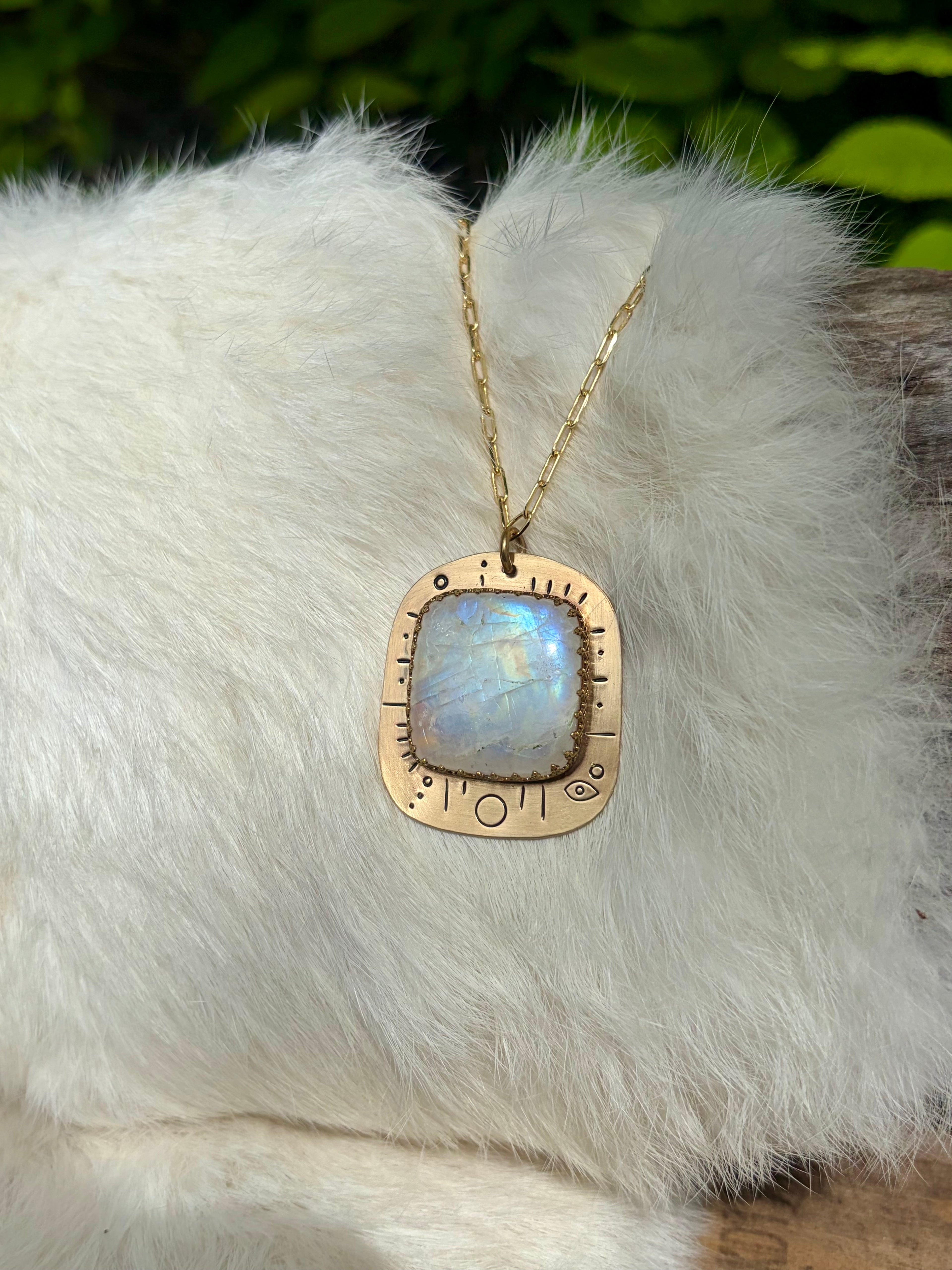 Shifting Light Rainbow Moonstone Necklace No. 5