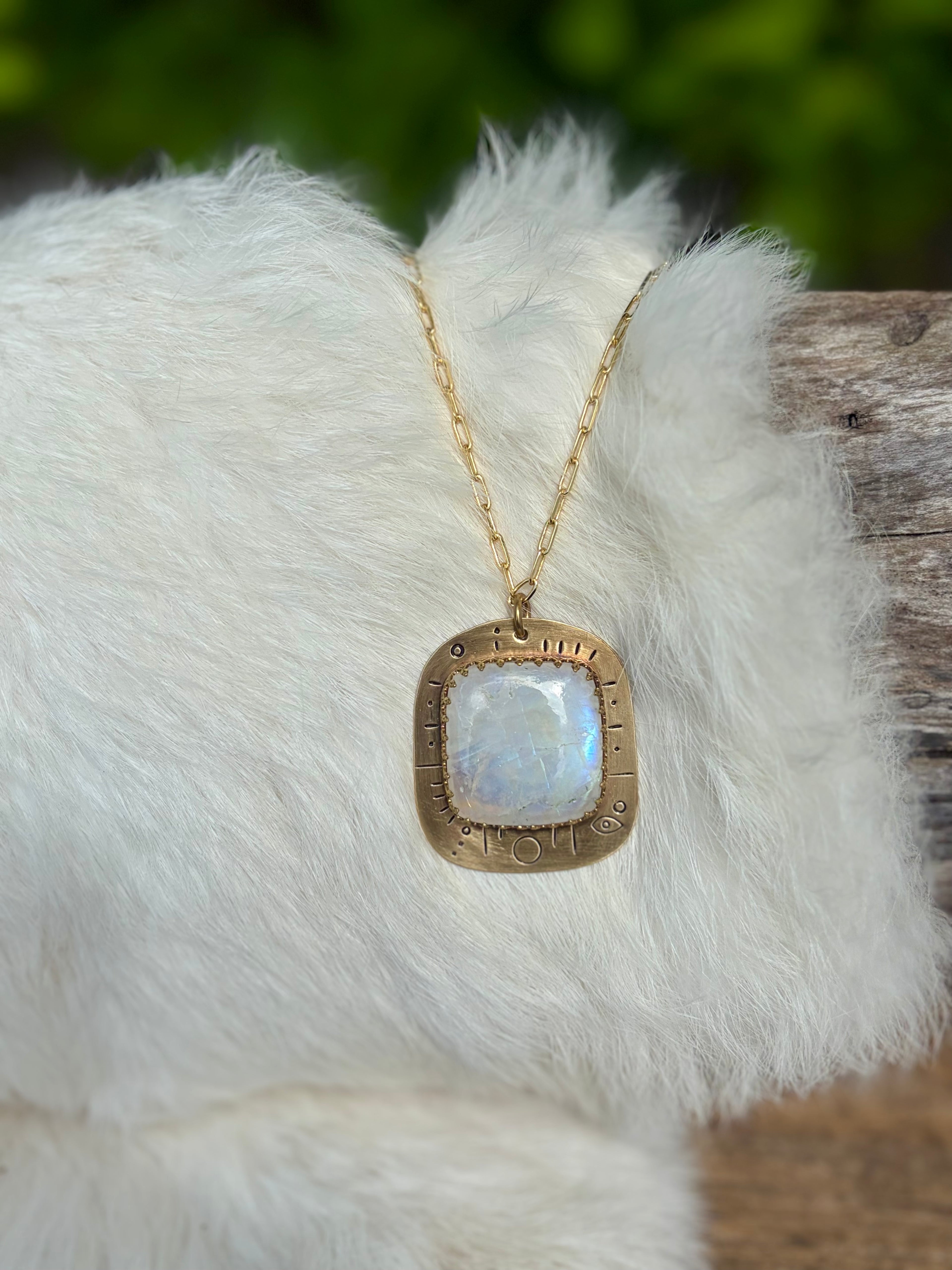 Shifting Light Rainbow Moonstone Necklace No. 5