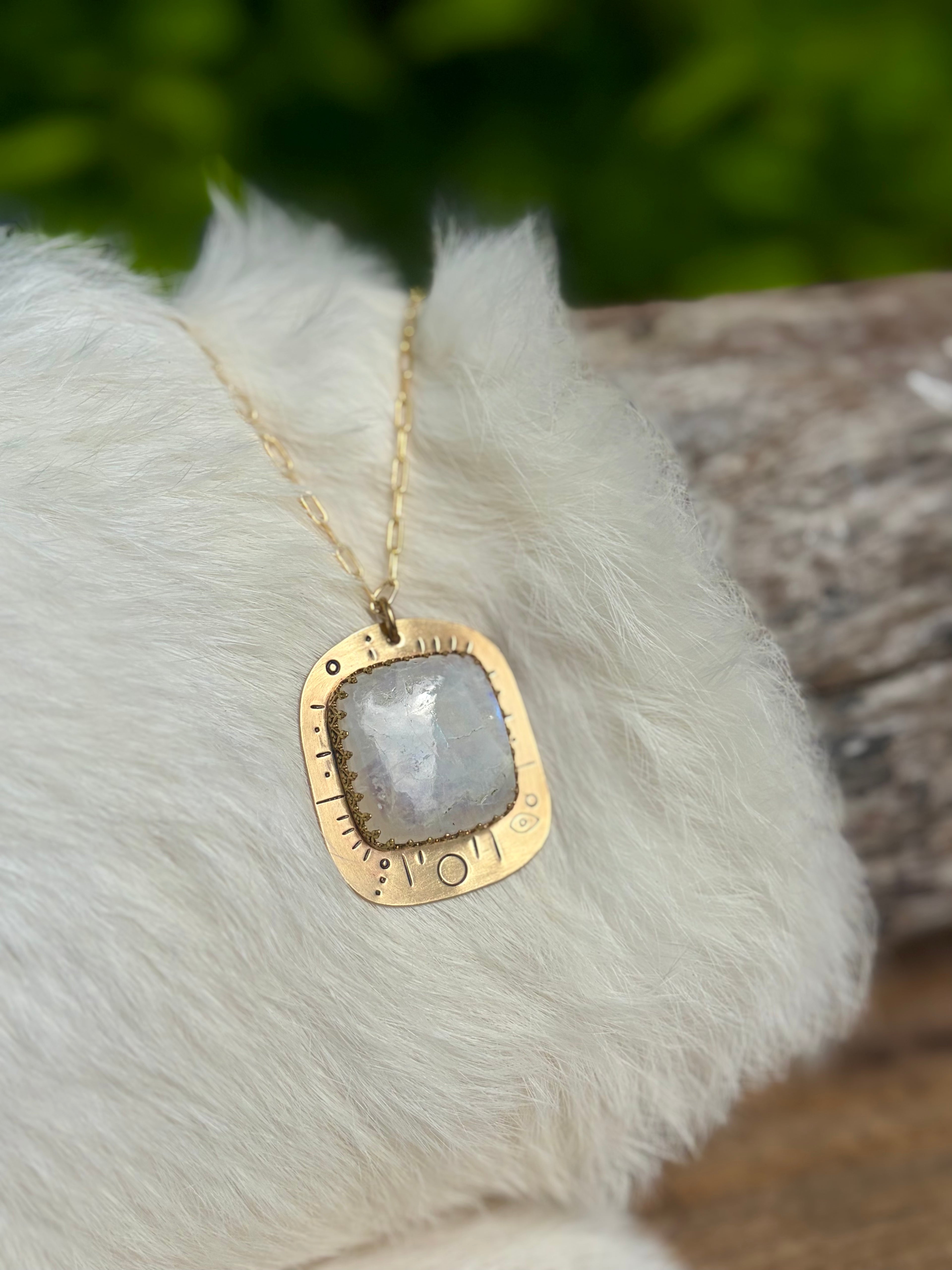 Shifting Light Rainbow Moonstone Necklace No. 5