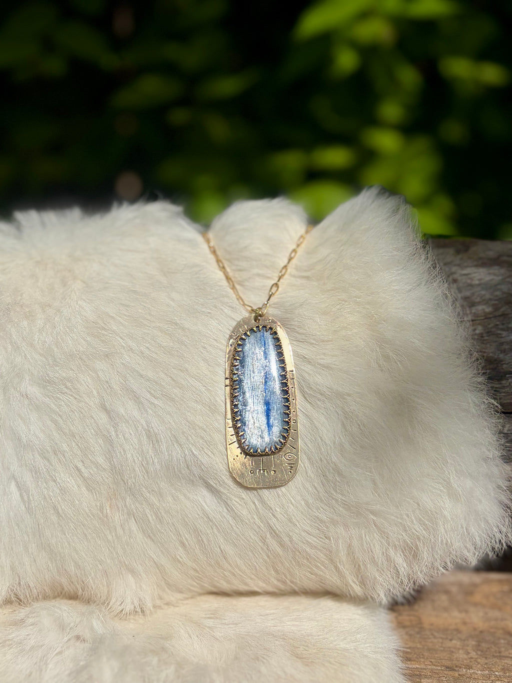 For Your Perspective Blue Kyanite Brass Necklace No. 1