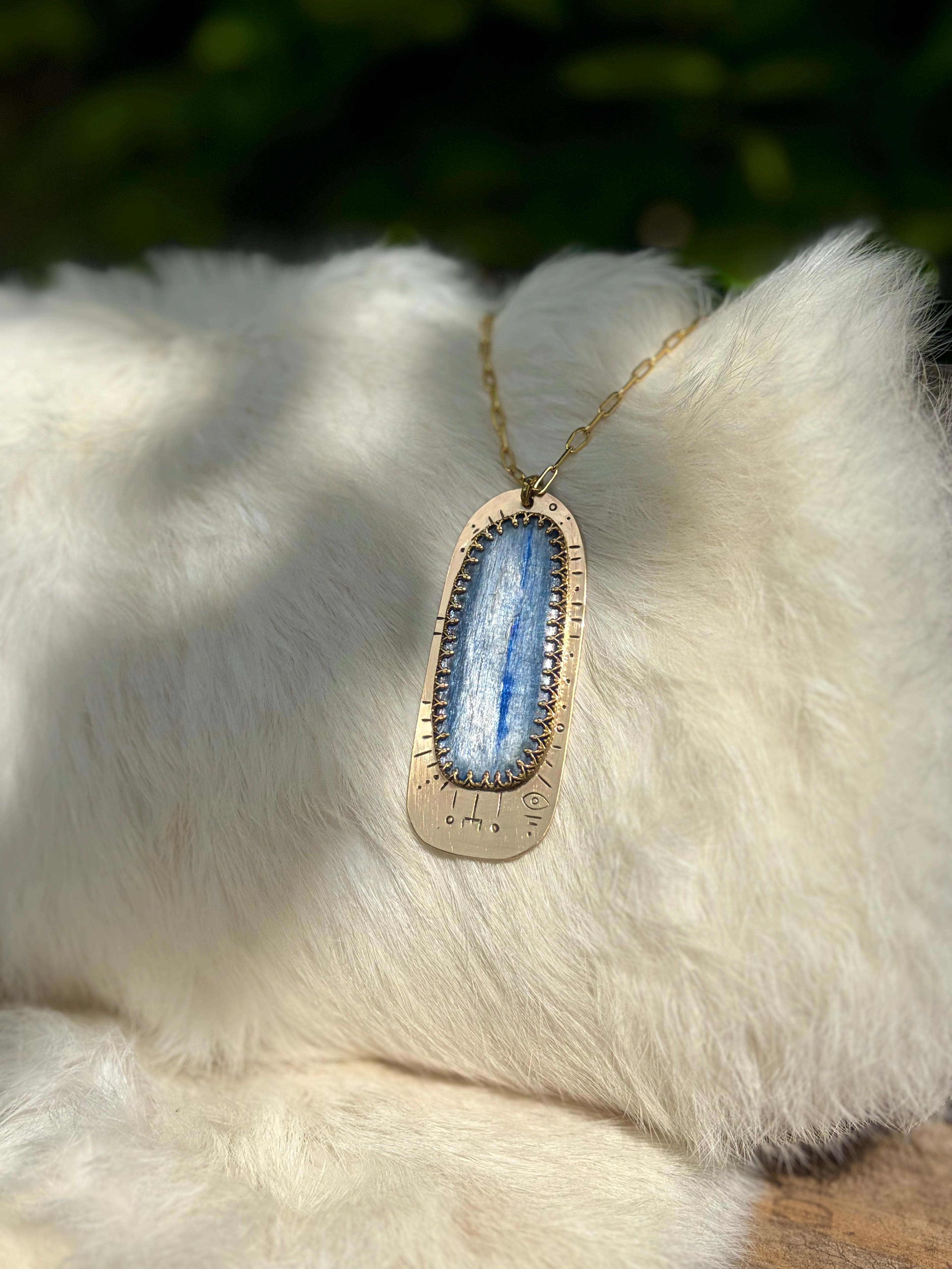 For Your Perspective Blue Kyanite Brass Necklace No. 1