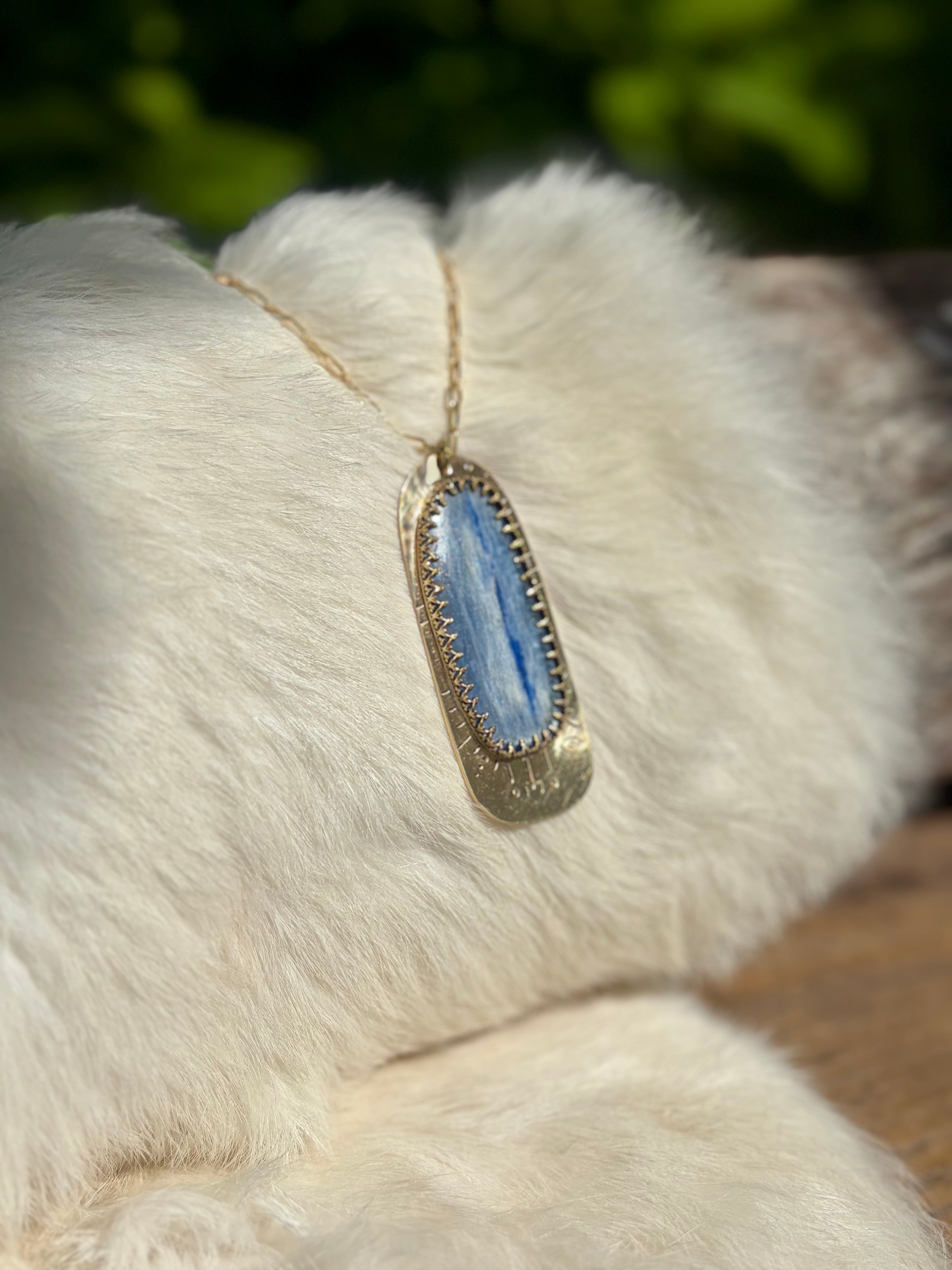 For Your Perspective Blue Kyanite Brass Necklace No. 1