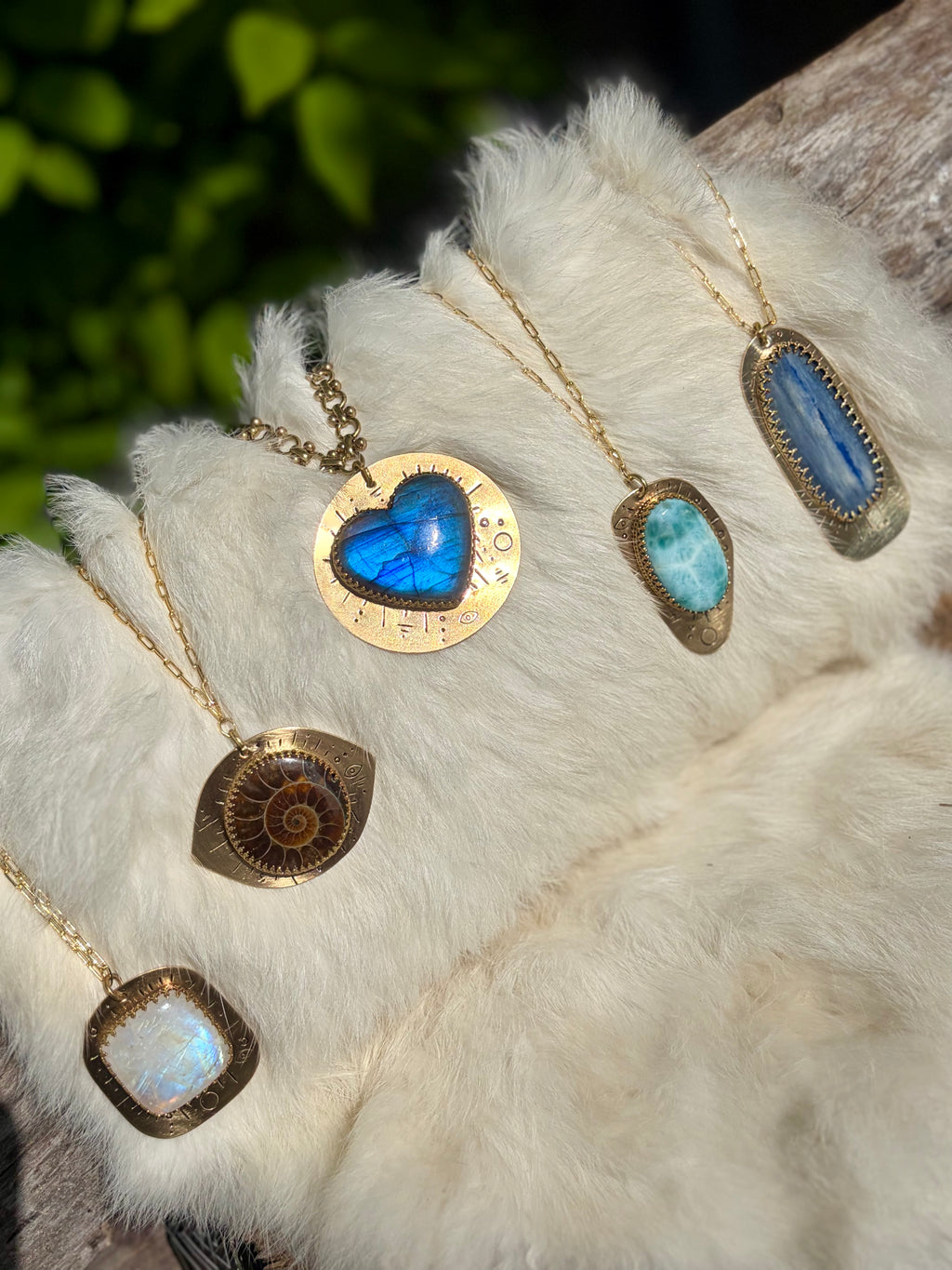 For Your Perspective Blue Kyanite Brass Necklace No. 1