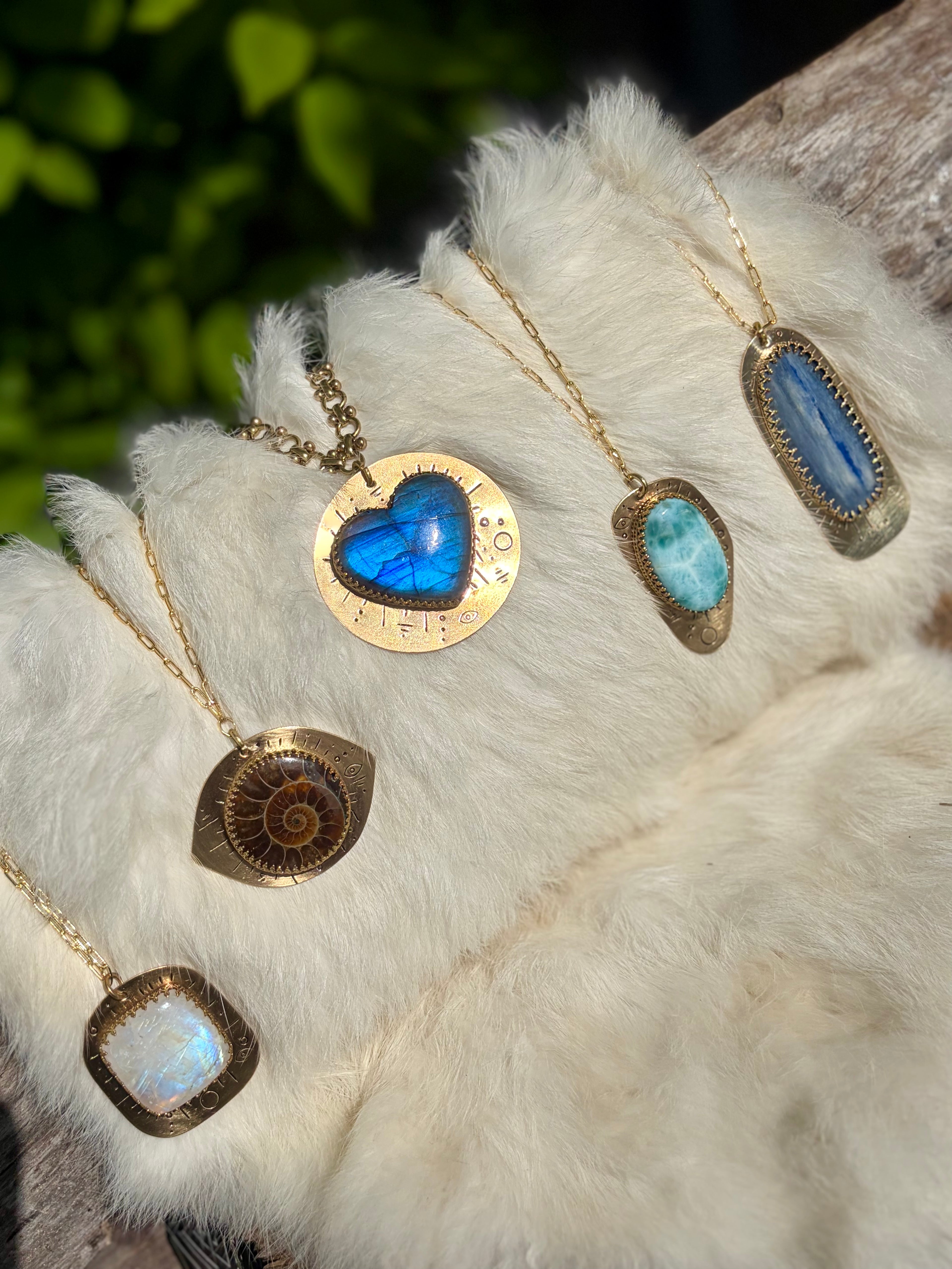 For Your Perspective Blue Kyanite Brass Necklace No. 1