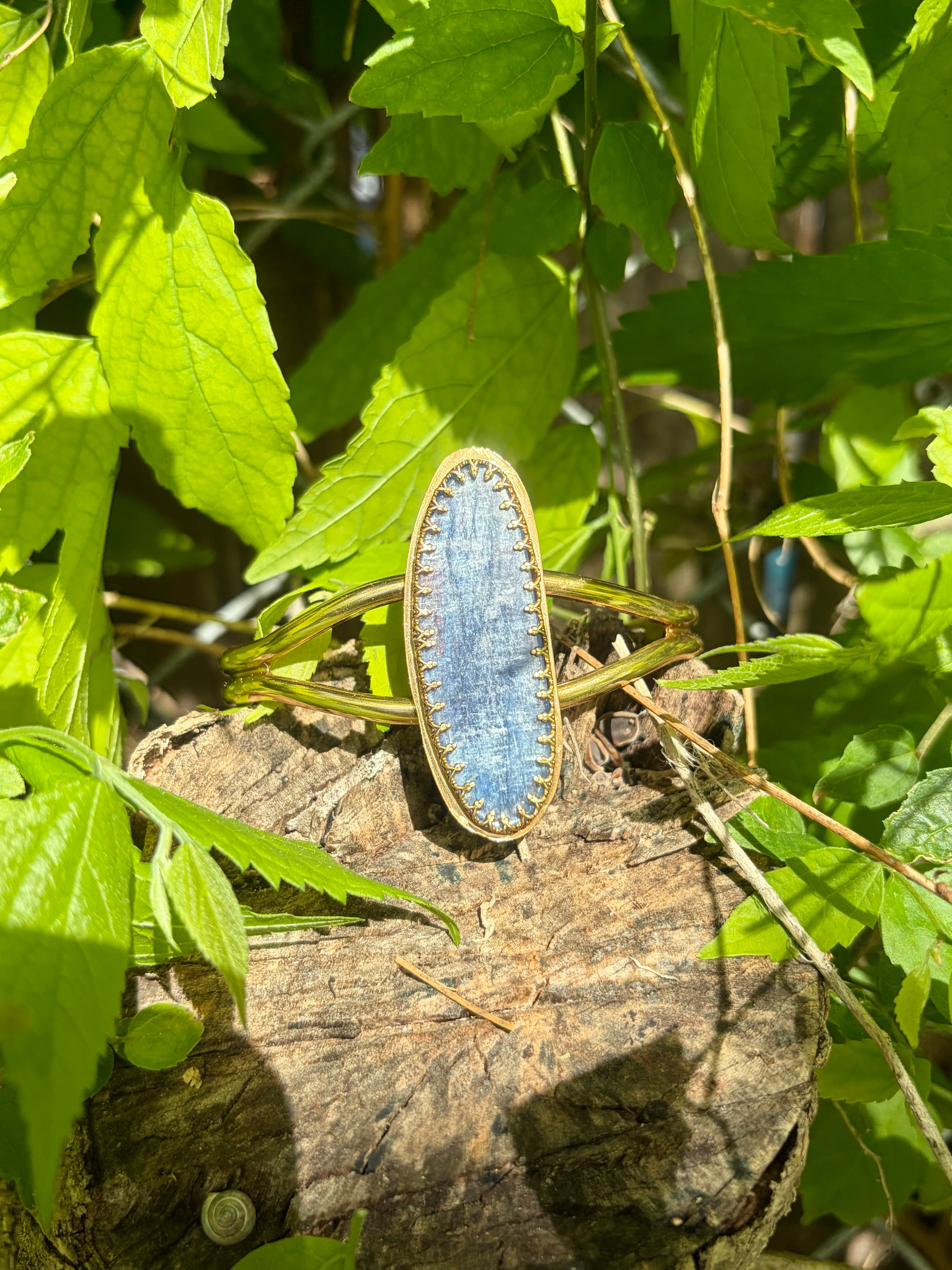 Blue Kyanite Brass Cuff