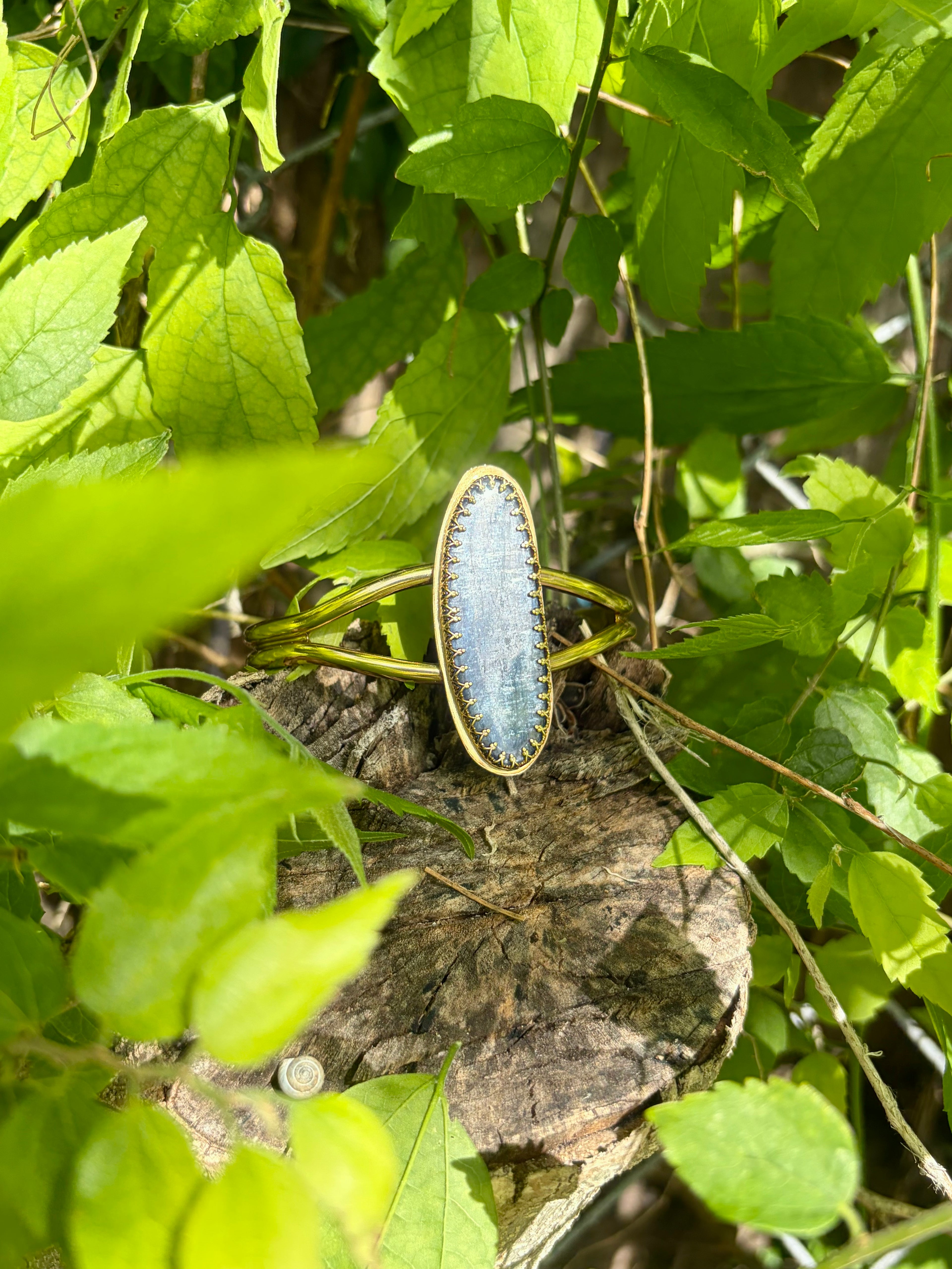 Blue Kyanite Brass Cuff