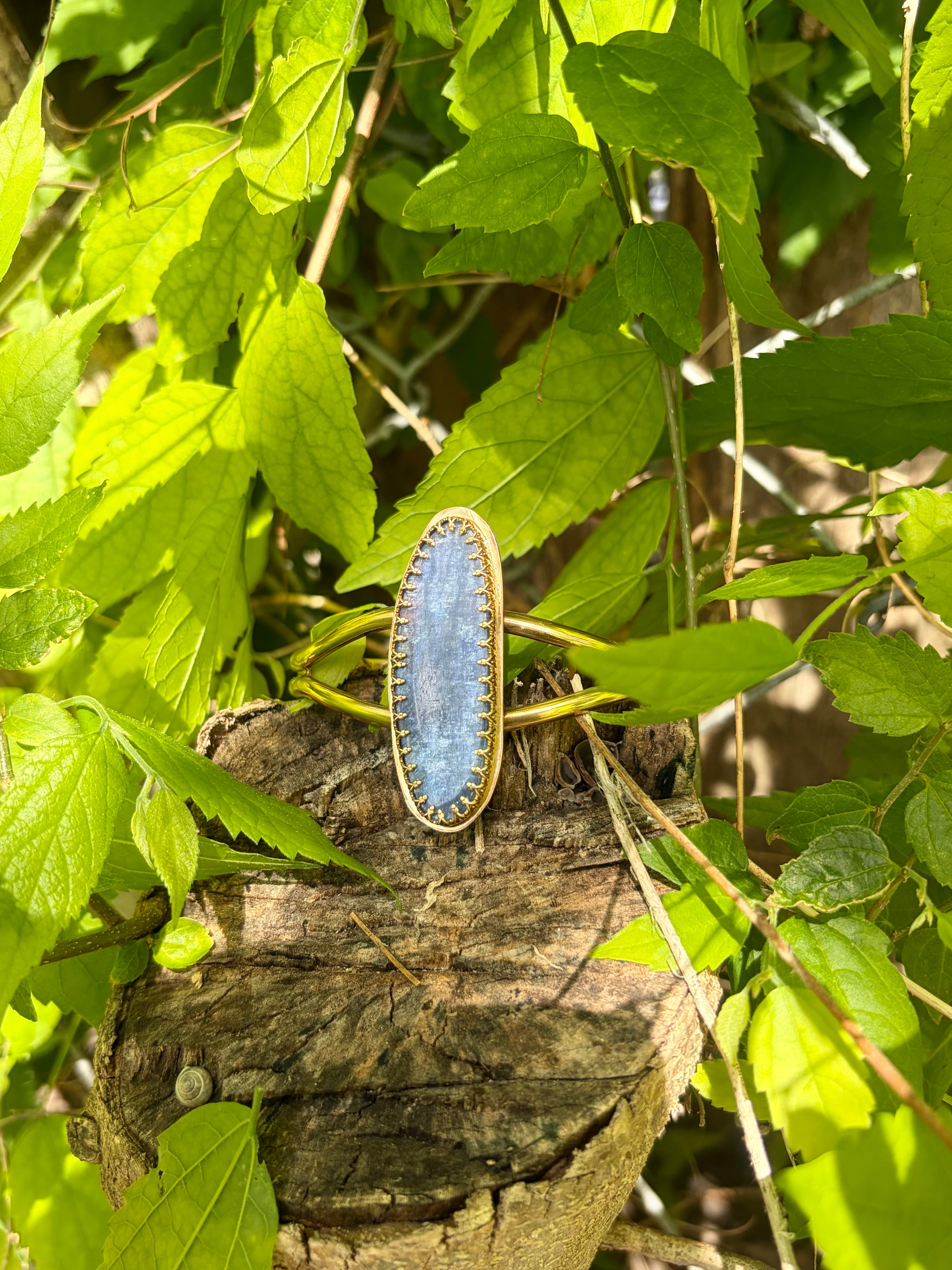Blue Kyanite Brass Cuff