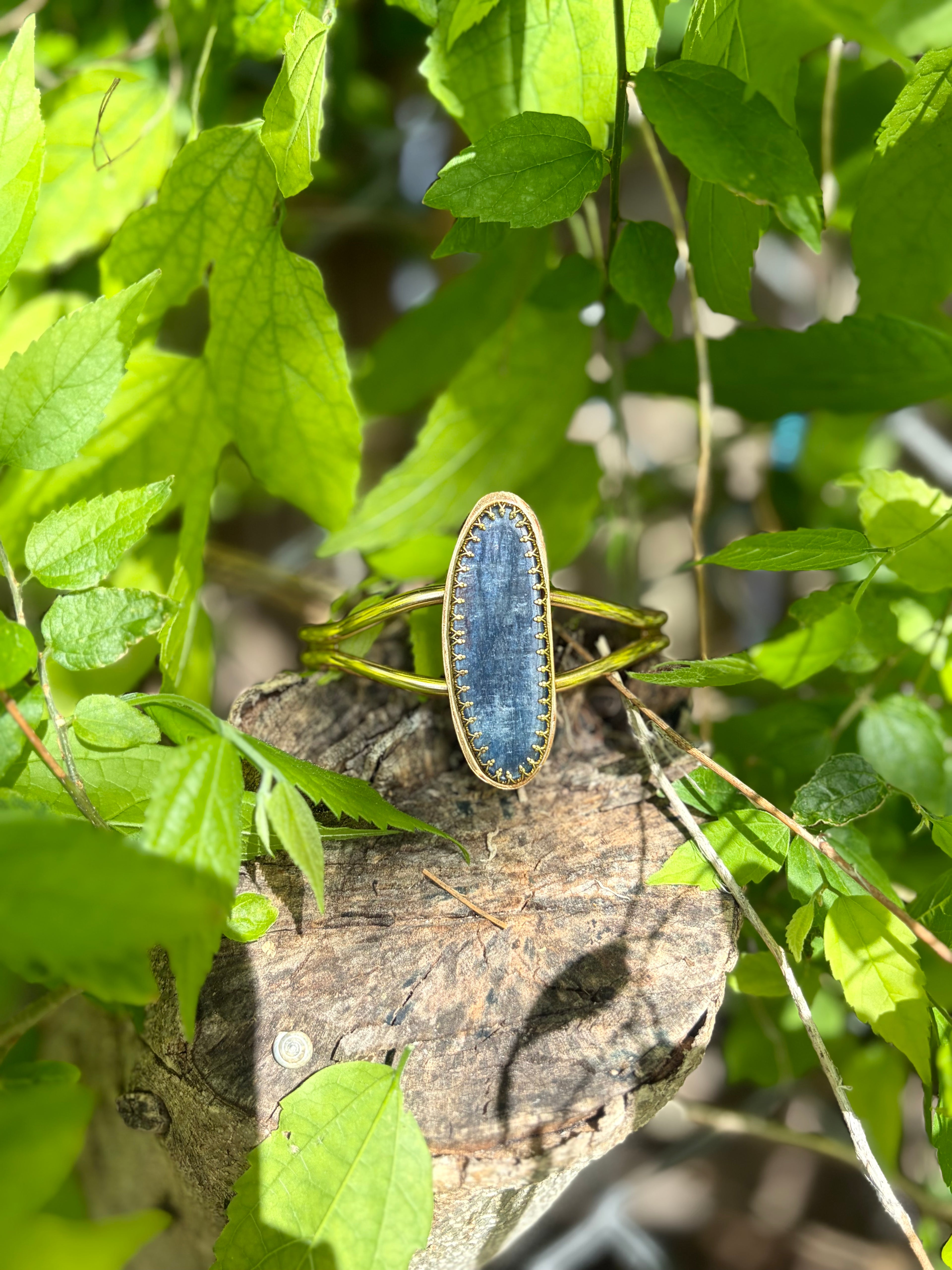 Blue Kyanite Brass Cuff