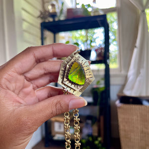 Green Ammolite Double Decked Talisman Necklace