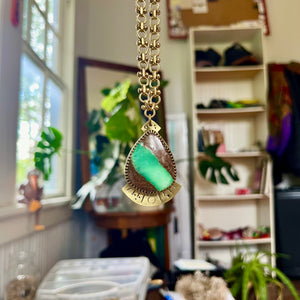 Chrysoprase Buddha Belly Drop Necklace