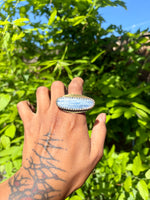 Horizontal Blue Kyanite Brass Ring #4