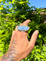 Horizontal Blue Kyanite Brass Ring #4
