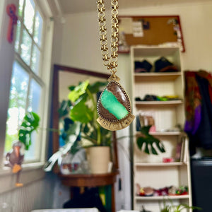 Chrysoprase Buddha Belly Drop Necklace