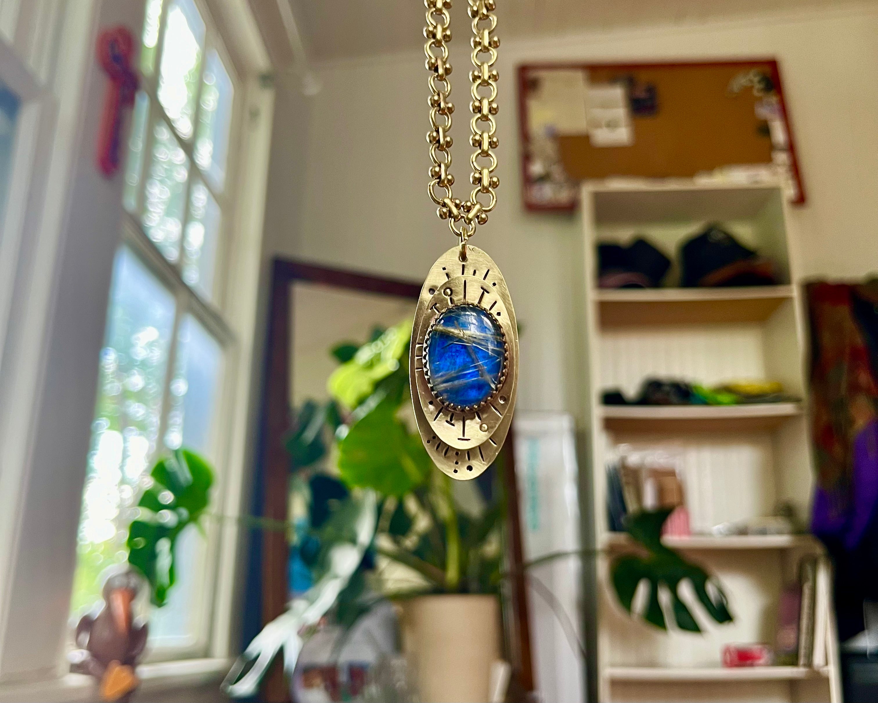 Rutilated Quartz + Labradorite Double Decked Talisman Necklace