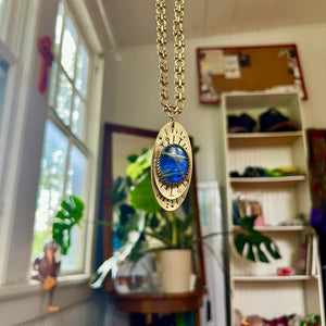 Rutilated Quartz + Labradorite Double Decked Talisman Necklace