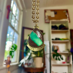 Chrysoprase Buddha Belly Drop Necklace