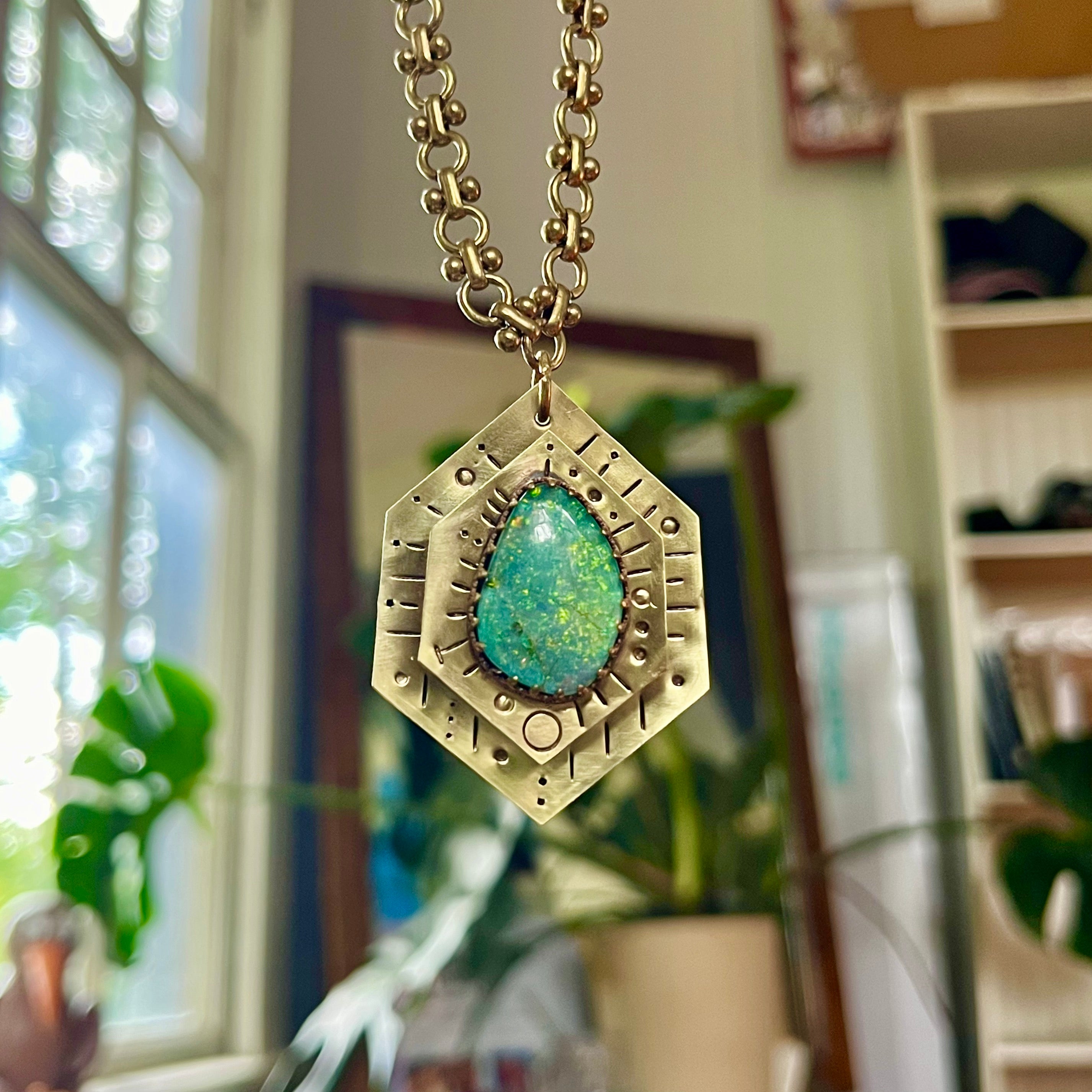 Sterling Opal Double Decked Talisman Necklace