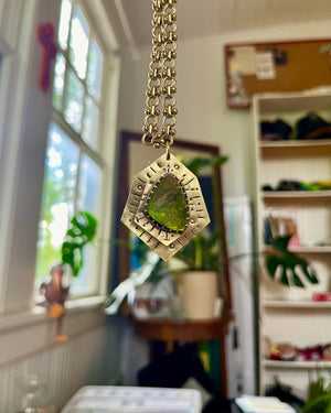 Green Ammolite Double Decked Talisman Necklace