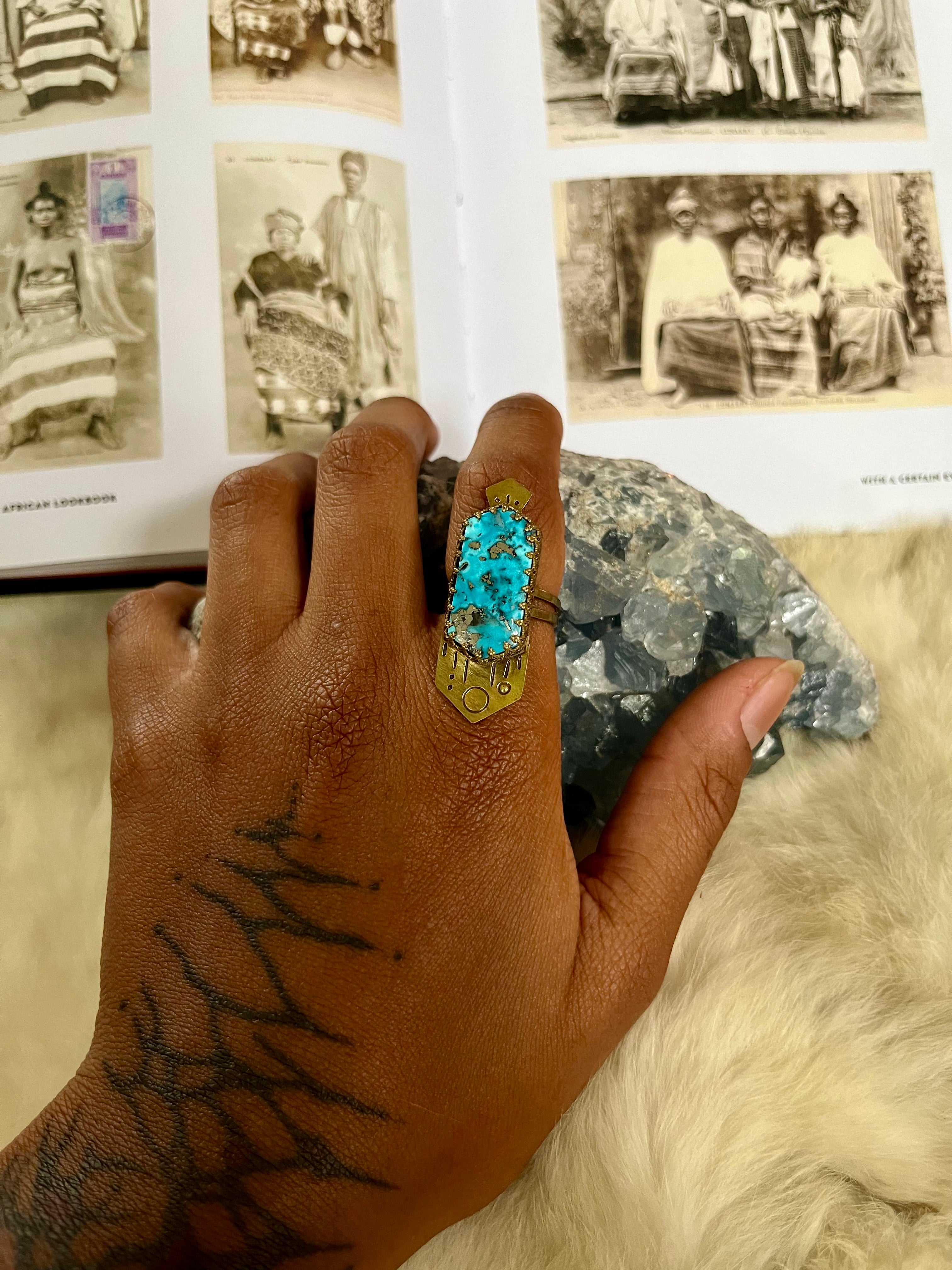 Turquoise with Pyrite Guardian Ring