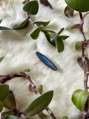 Horizontal Blue Kyanite Brass Ring