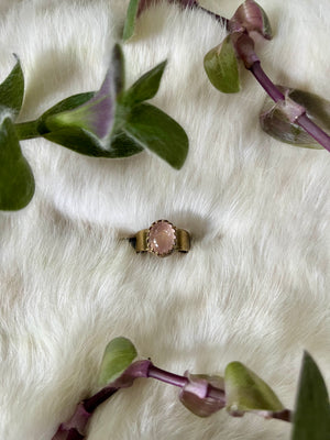 Rose Quartz Brass Ring