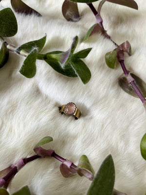 Rose Quartz Brass Ring