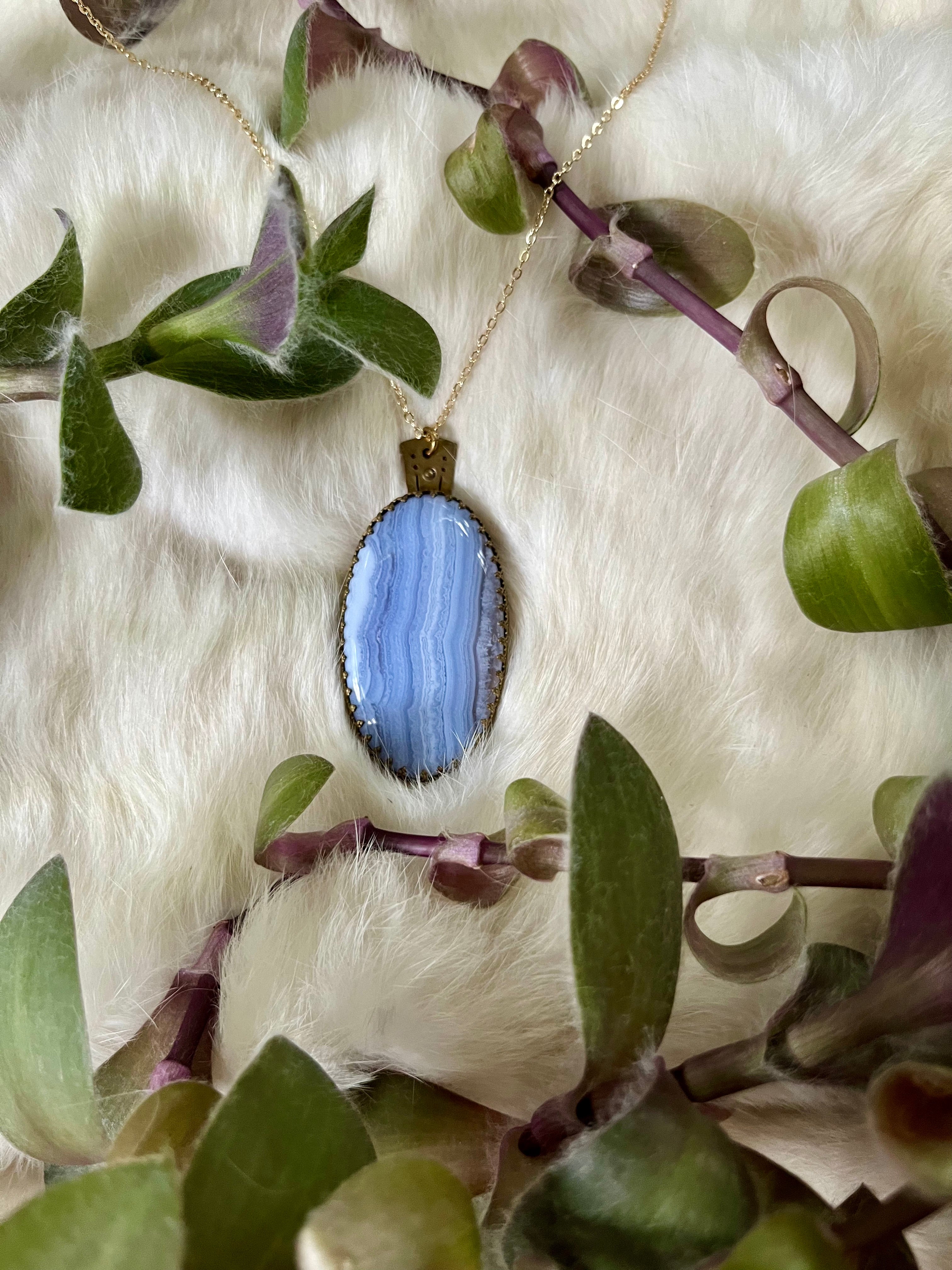 Big Blue Lace Agate Necklace