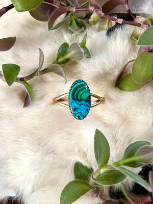 Chrysocolla + Malachite Brass Cuff