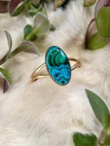 Chrysocolla + Malachite Brass Cuff