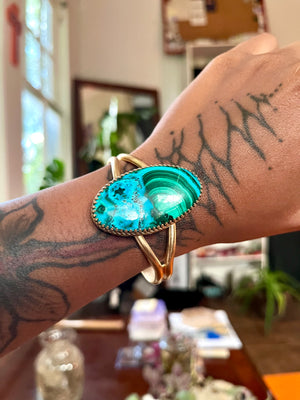 Chrysocolla + Malachite Brass Cuff