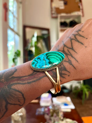 Chrysocolla + Malachite Brass Cuff