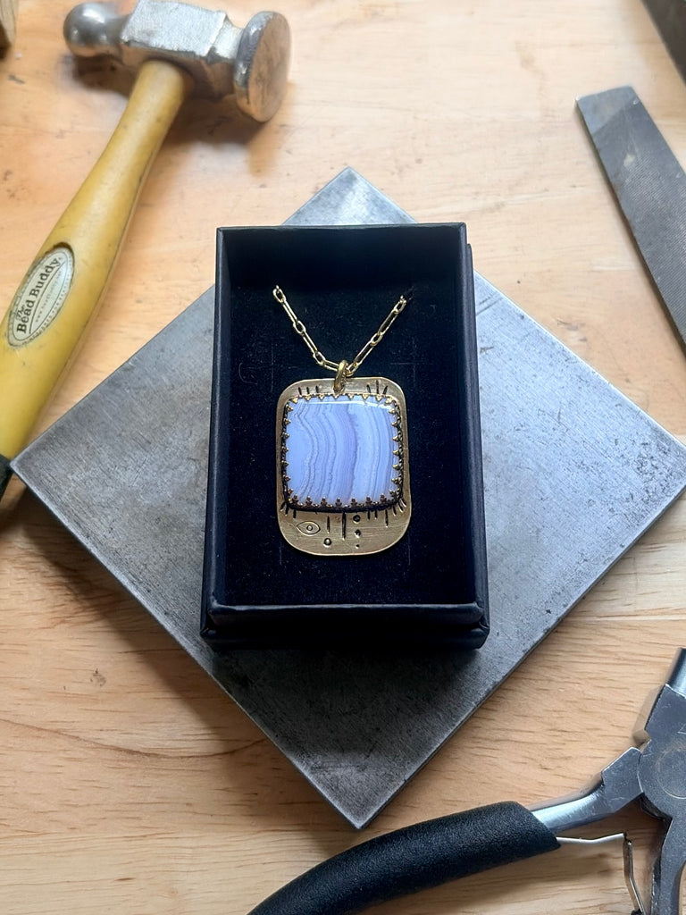 Big Blue Lace Agate Necklace #2