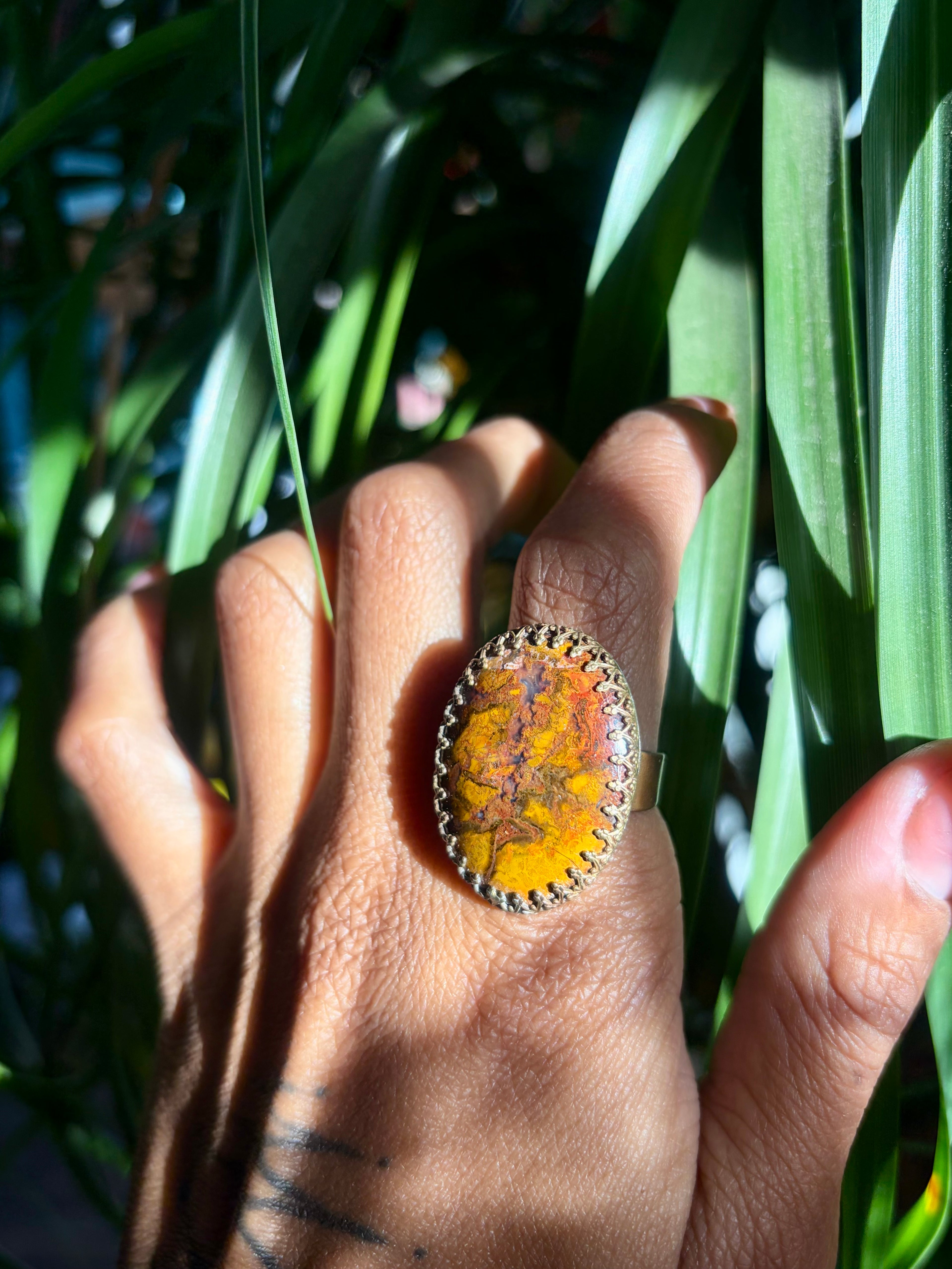 Moroccan Seam Agate Earth Ring