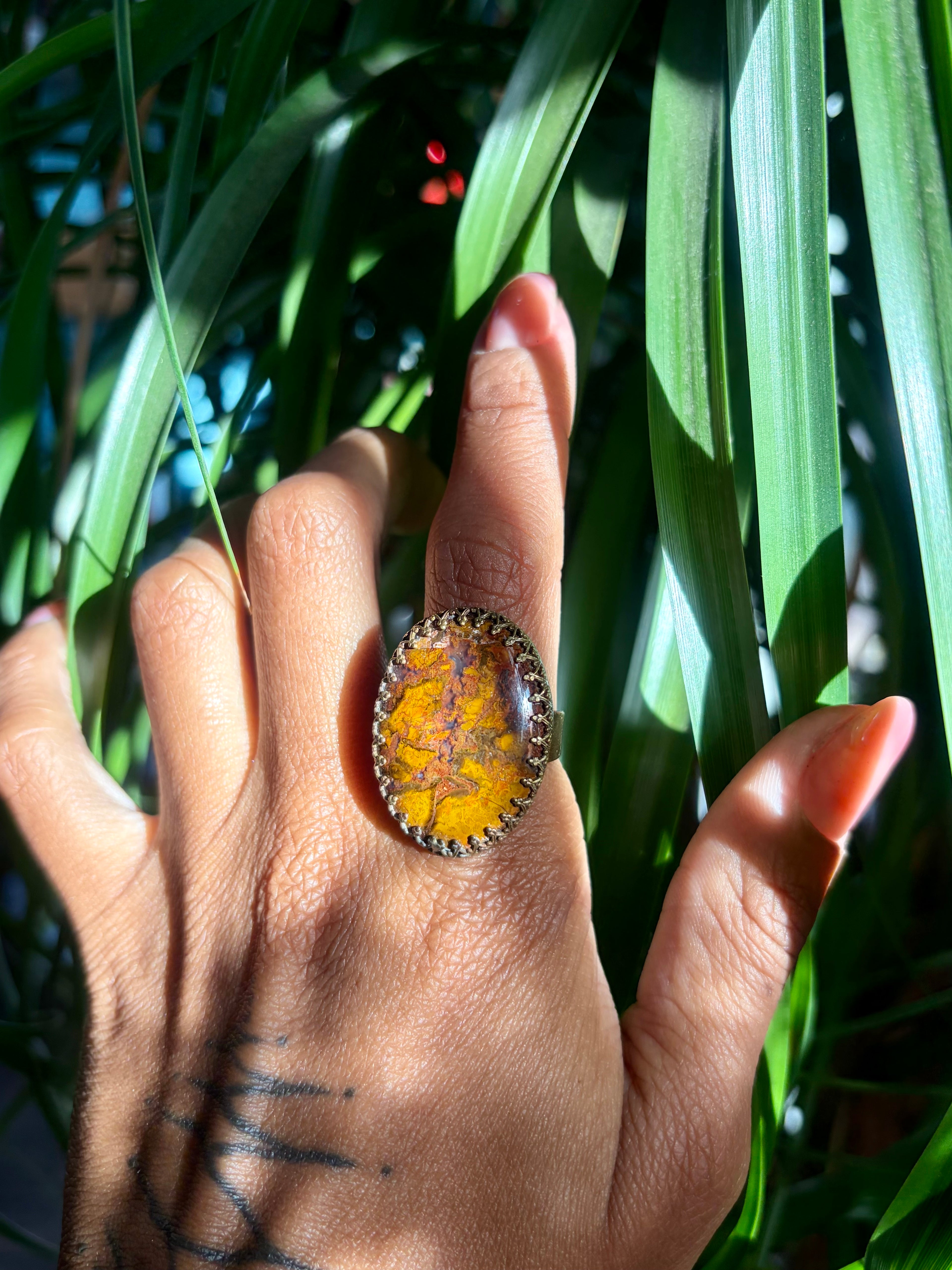 Moroccan Seam Agate Earth Ring