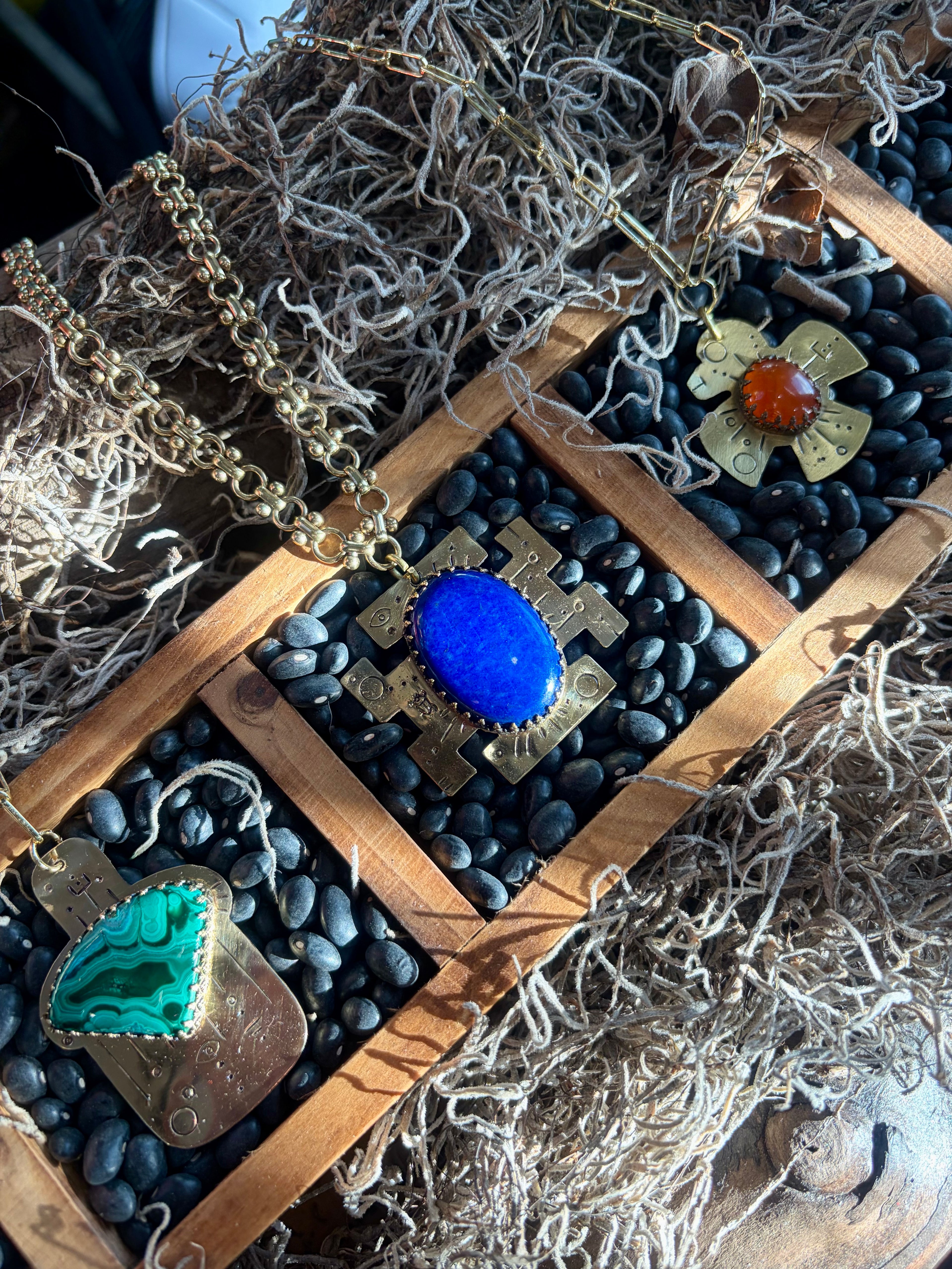 Mesoamerican Stepped Cross Lapis Lazuli Necklace