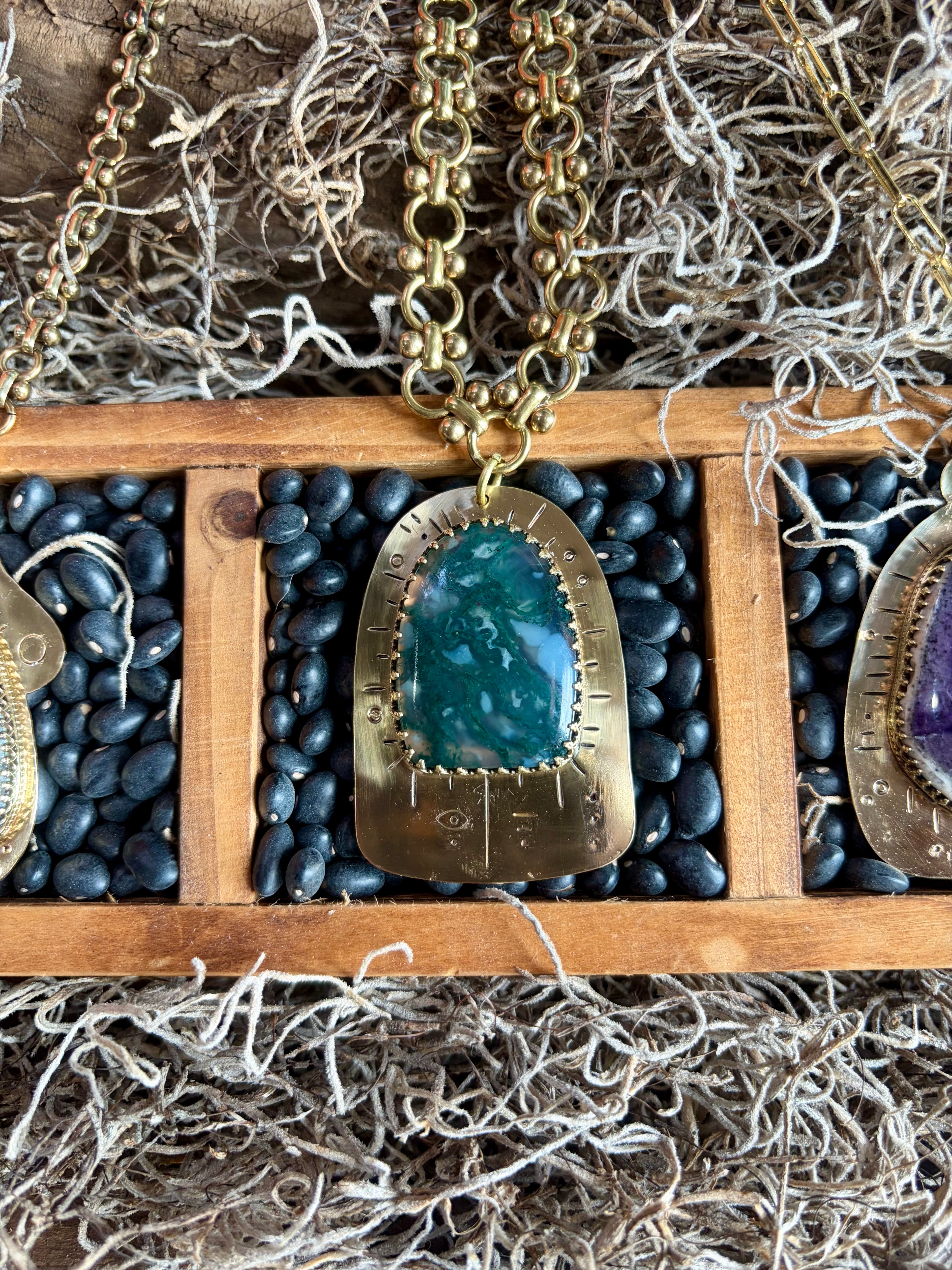 Moss Agate Earthbound Talisman Necklace