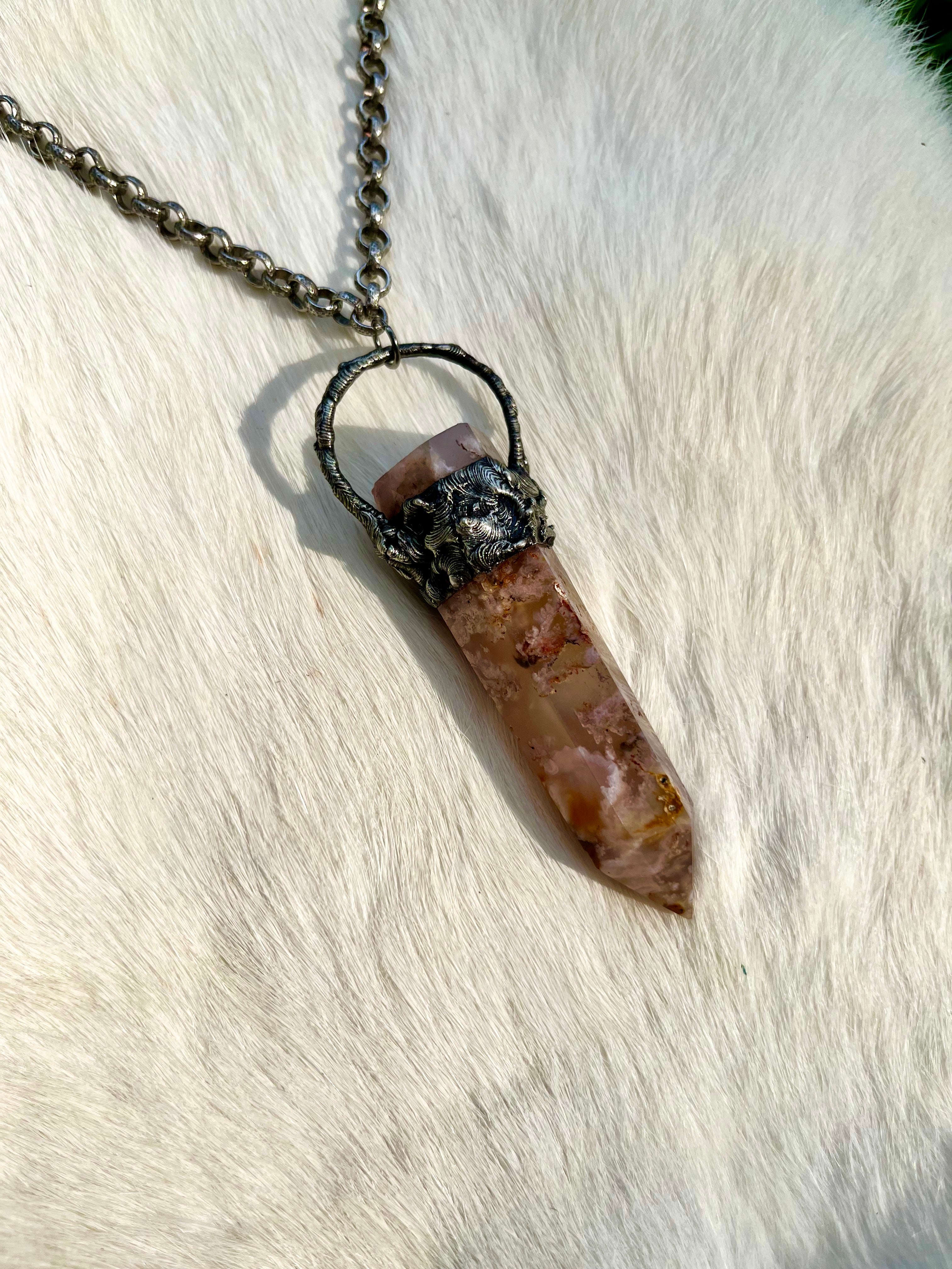 Flower Agate Point Necklace