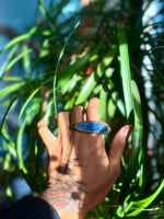 Horizontal Blue Kyanite Brass Ring