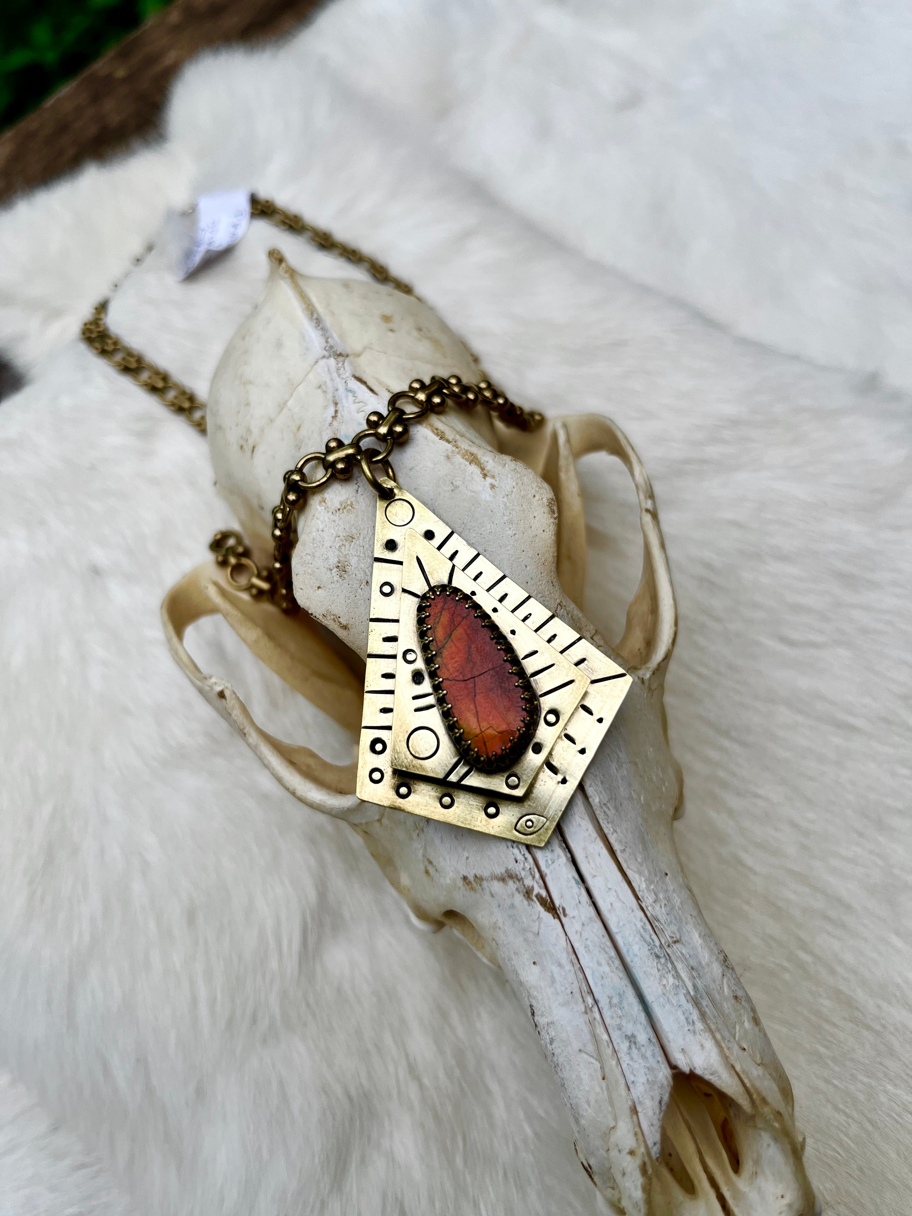 Red Ammonlite Double Decker Necklace