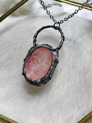 Rose Quartz Worry Stone Necklace